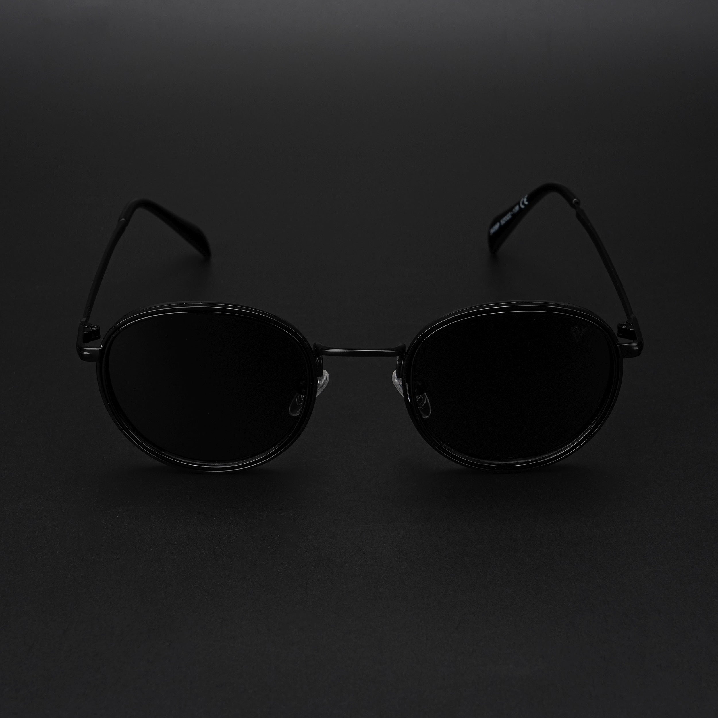 Round Polarized Sunglasses (Black Lens | Black Frame - PMG5854)