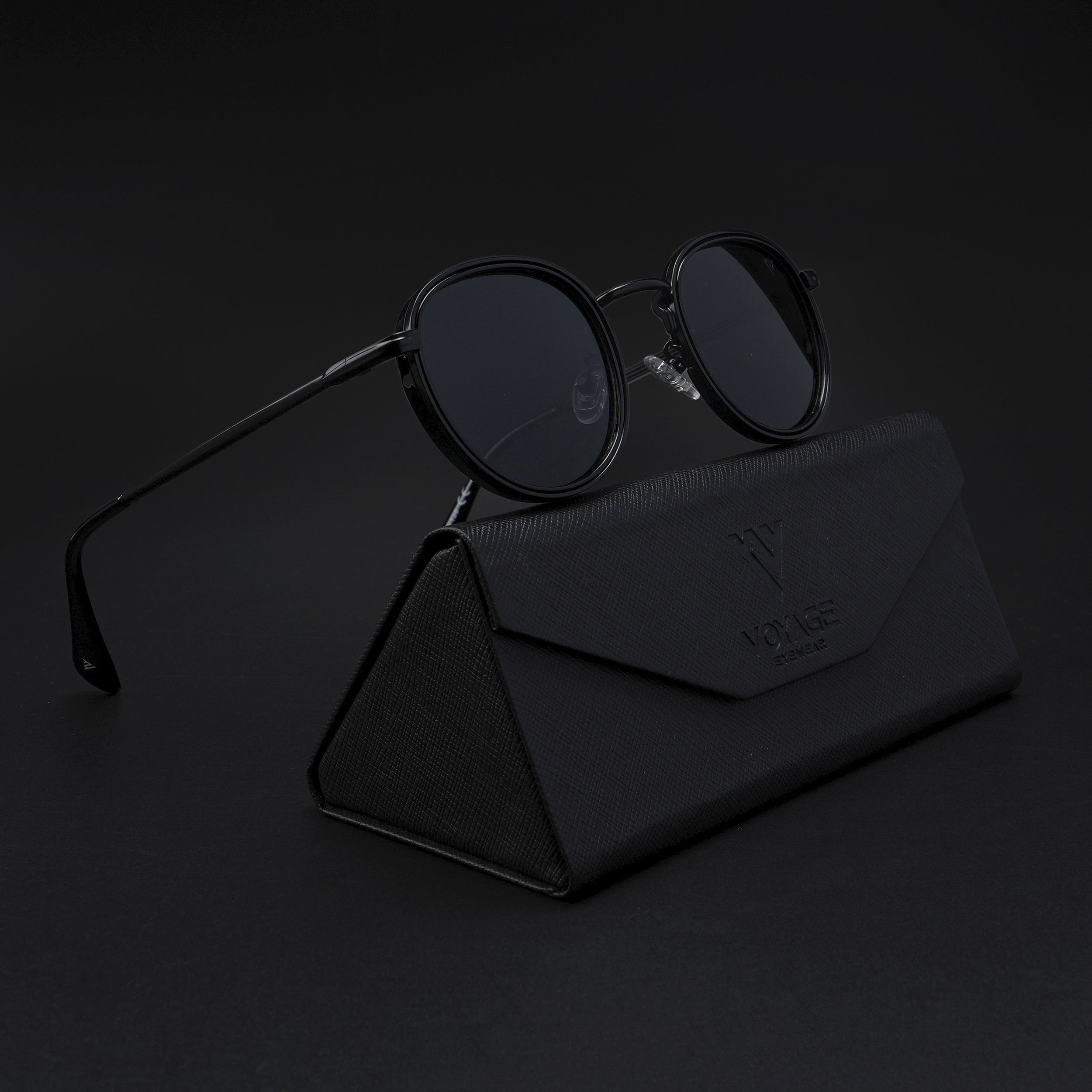 Round Polarized Sunglasses (Black Lens | Black Frame - PMG5854)