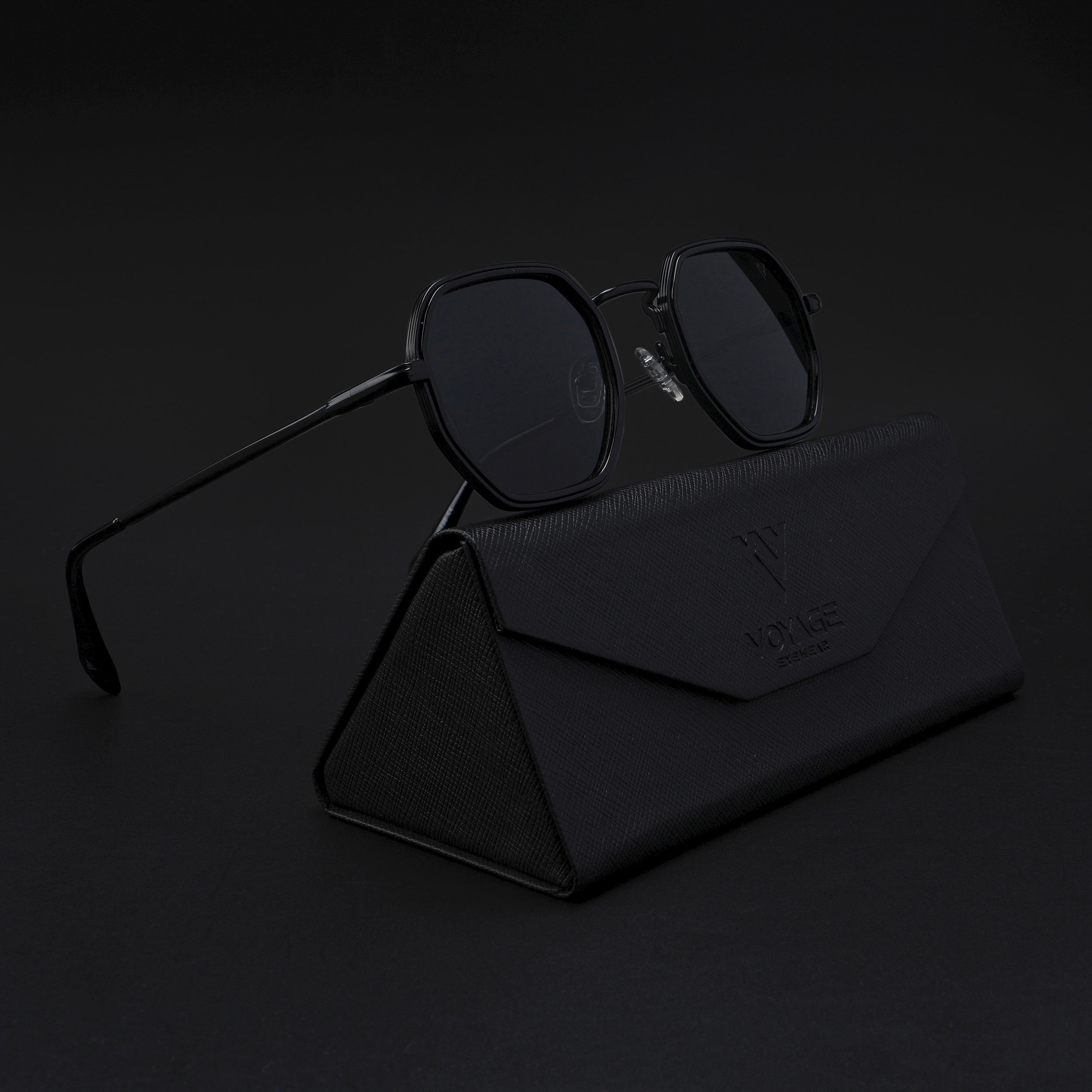 Cubix | Geometric Black Polarized Sunglasses | Black Lens - PMG5851