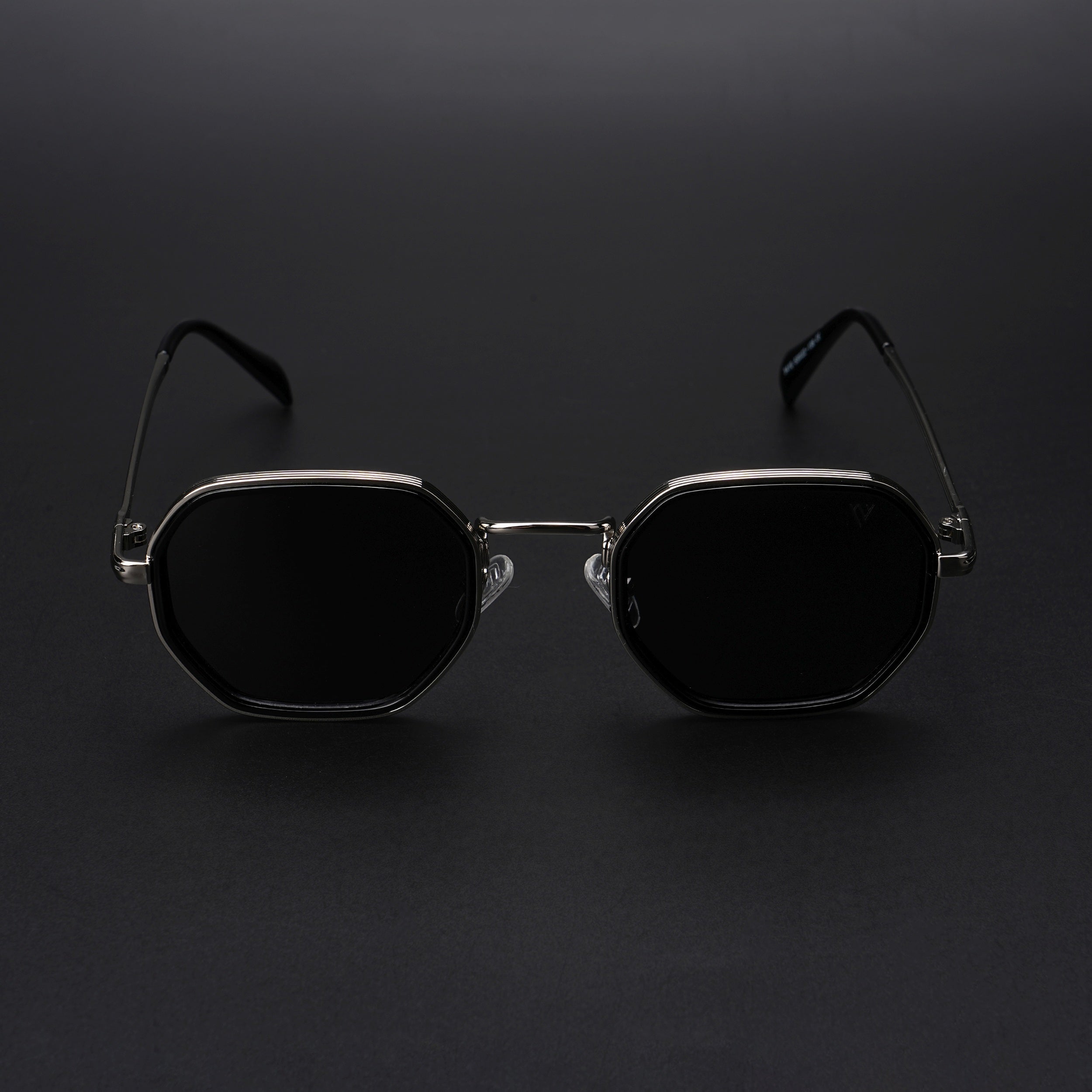 Geometric Polarized Sunglasses (Black Lens | Silver Frame - PMG5852)