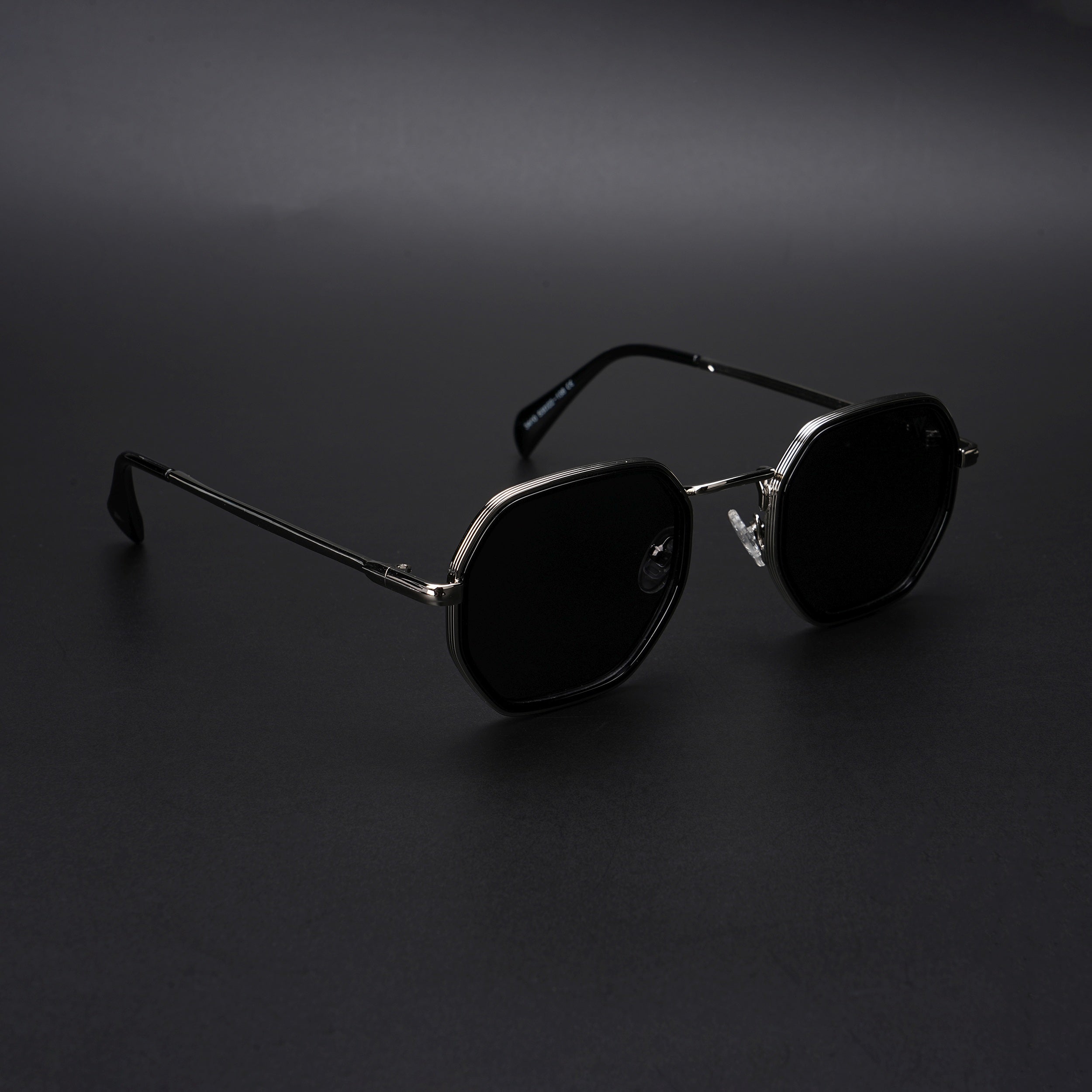 Geometric Polarized Sunglasses (Black Lens | Silver Frame - PMG5852)