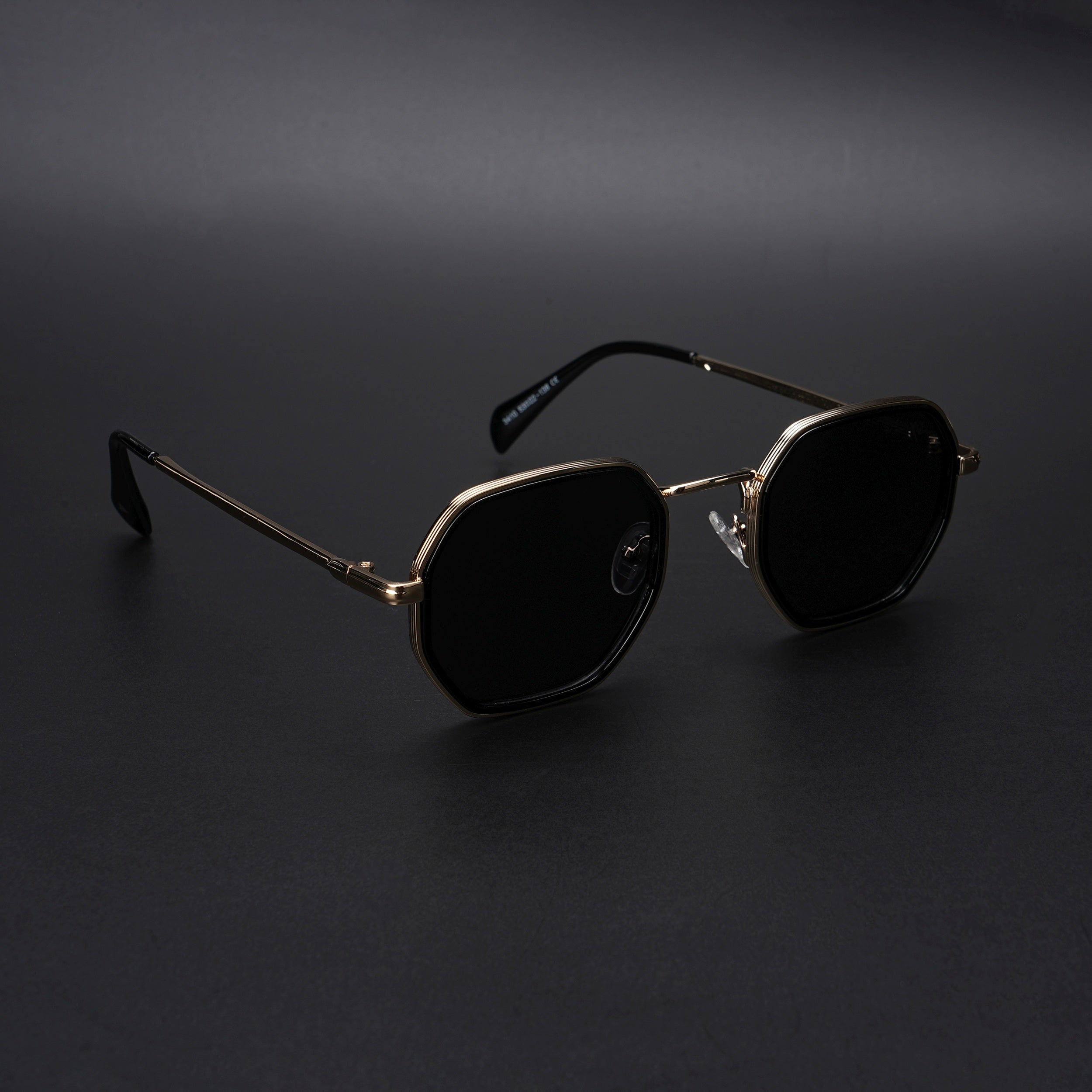 Geometric Polarized Sunglasses (Black Lens | Golden Frame - PMG5853)