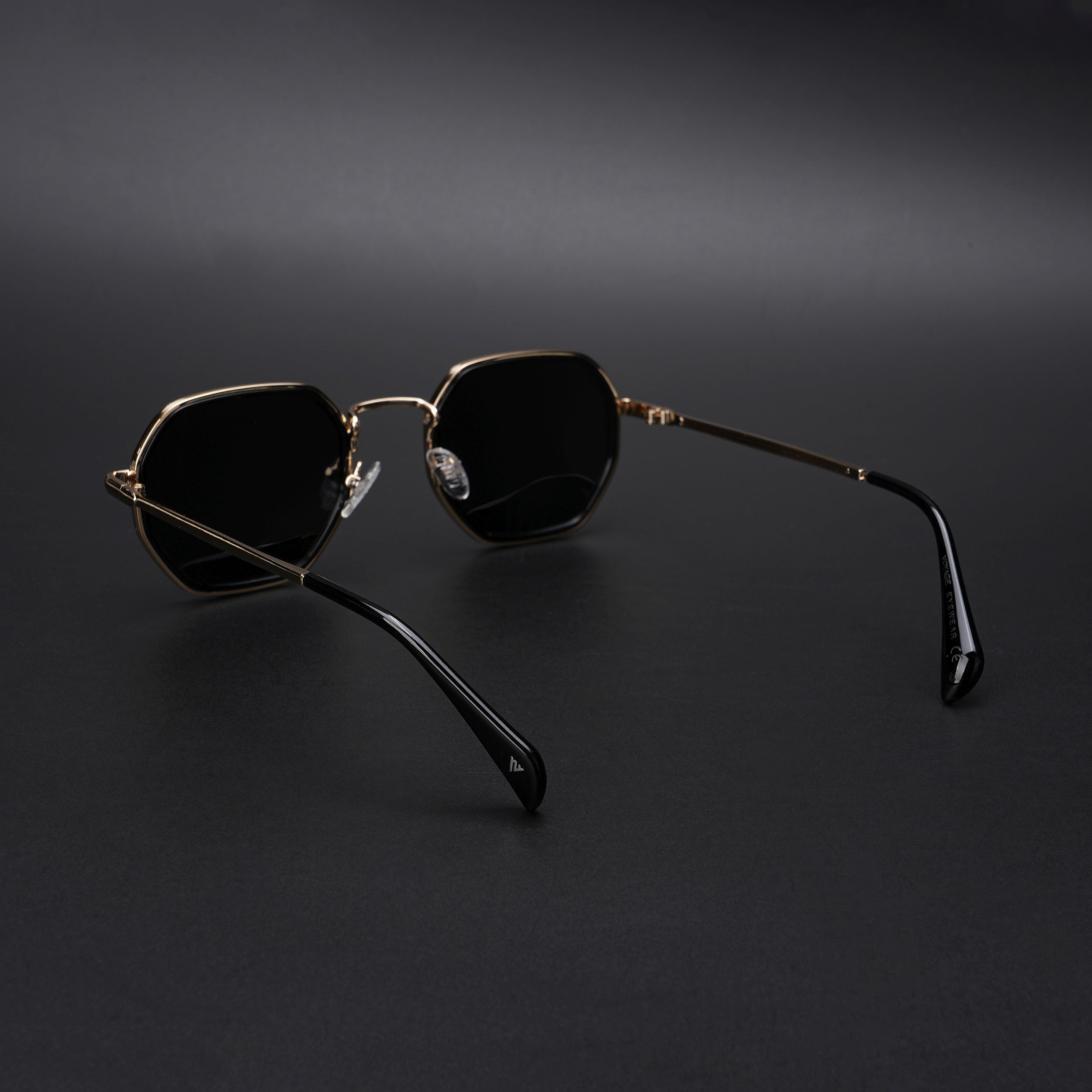 Geometric Polarized Sunglasses (Black Lens | Golden Frame - PMG5853)