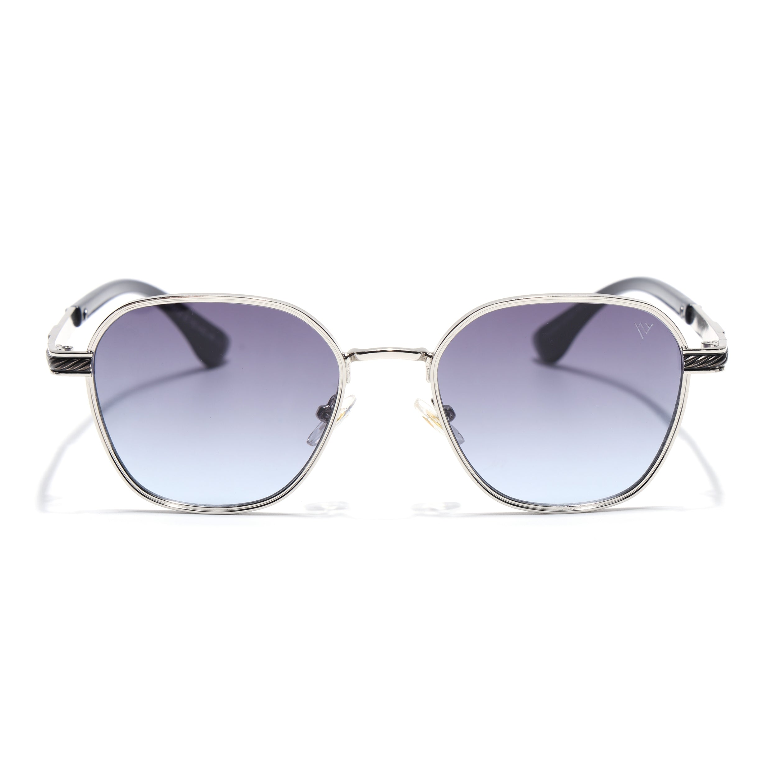 Square Sunglasses for Men & Women (Blue & Clear Lens | Silver Frame - MG7259)