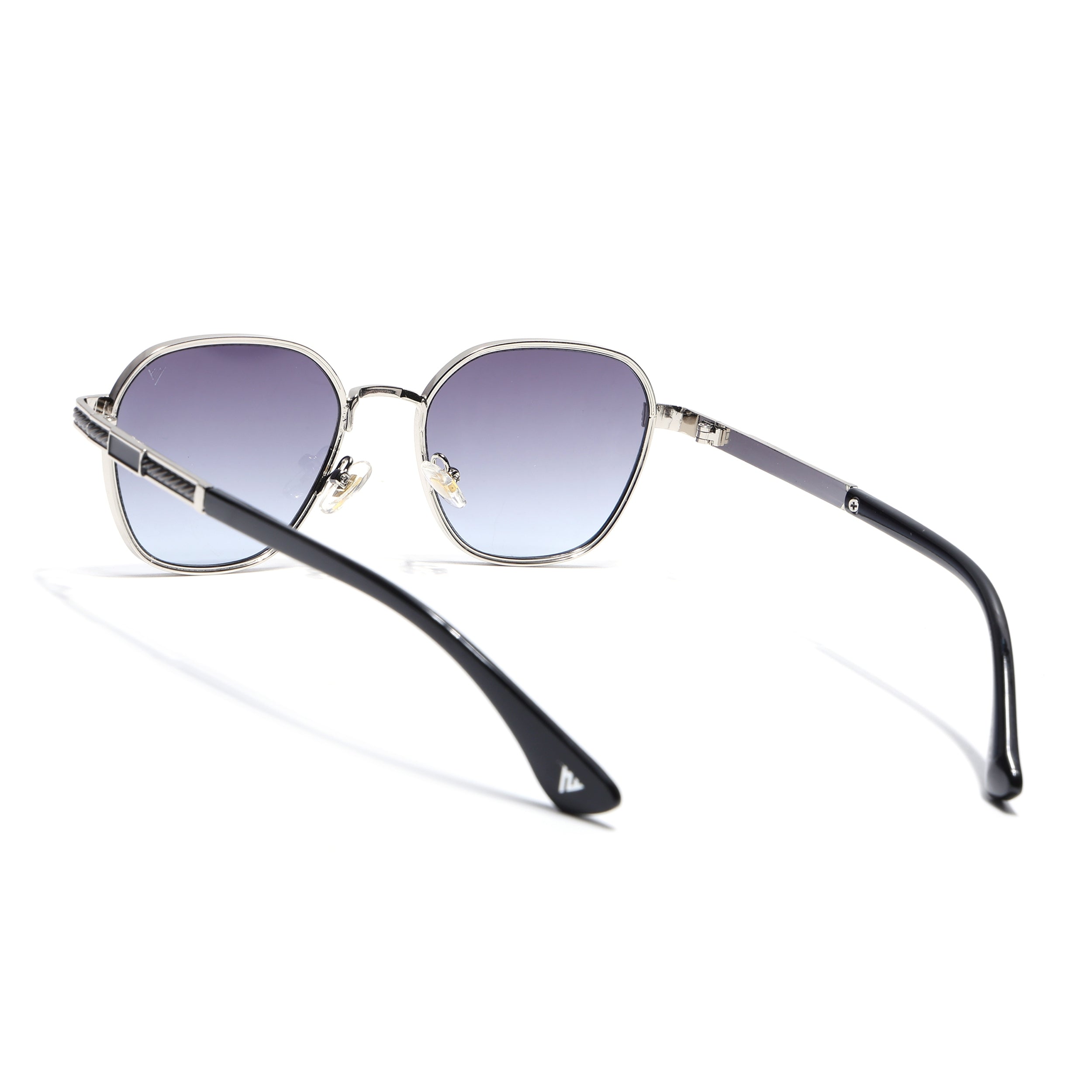 Square Sunglasses for Men & Women (Blue & Clear Lens | Silver Frame - MG7259)