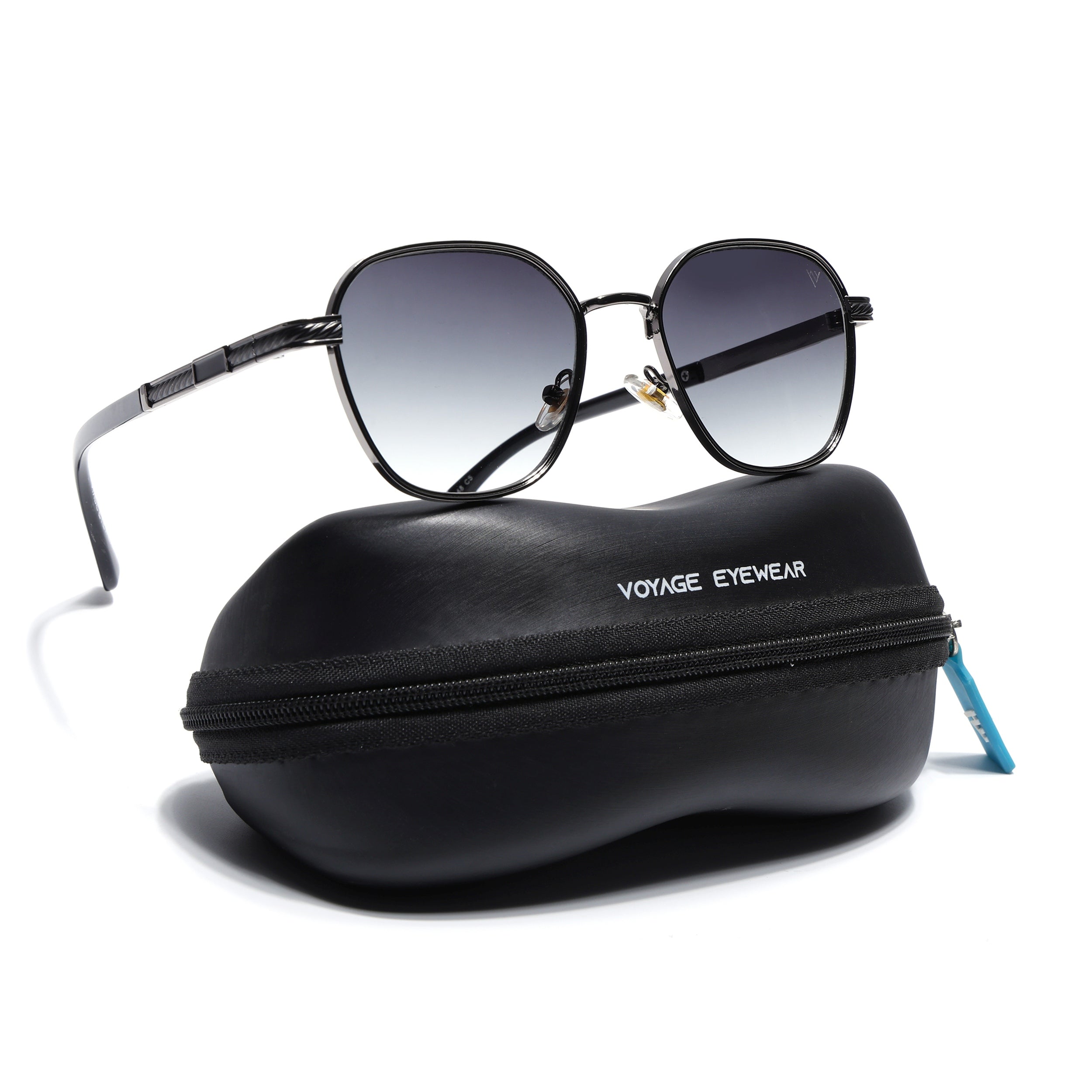 Square Sunglasses for Men & Women (Green & Clear Lens | Grey Frame - MG7261)