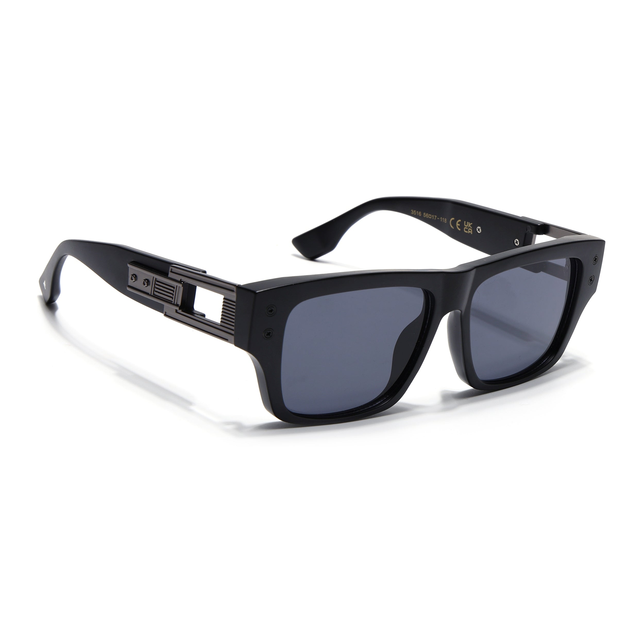 Square Sunglasses for Men & Women (Grey Lens | Black Frame - MG7158)