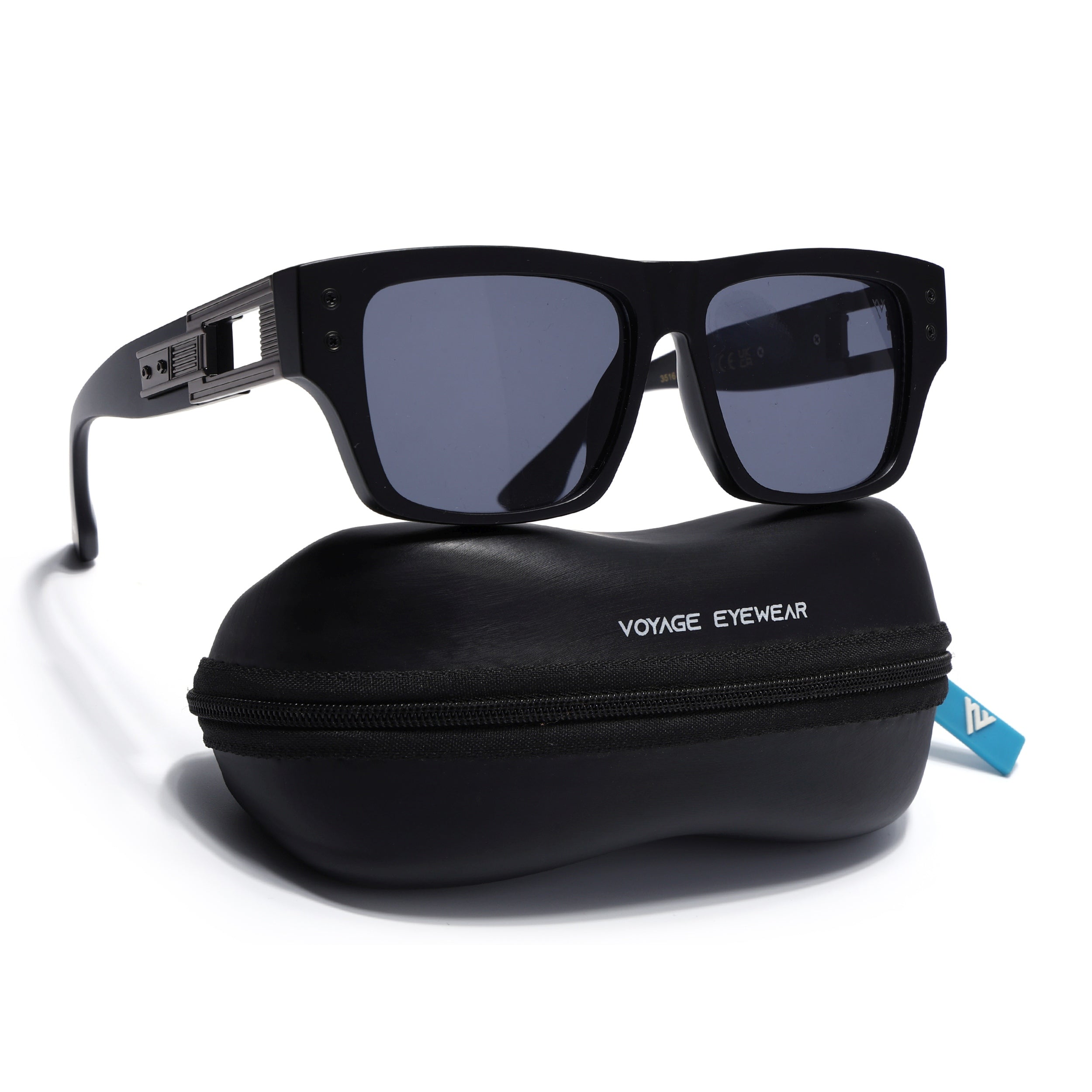 Square Sunglasses for Men & Women (Grey Lens | Black Frame - MG7158)
