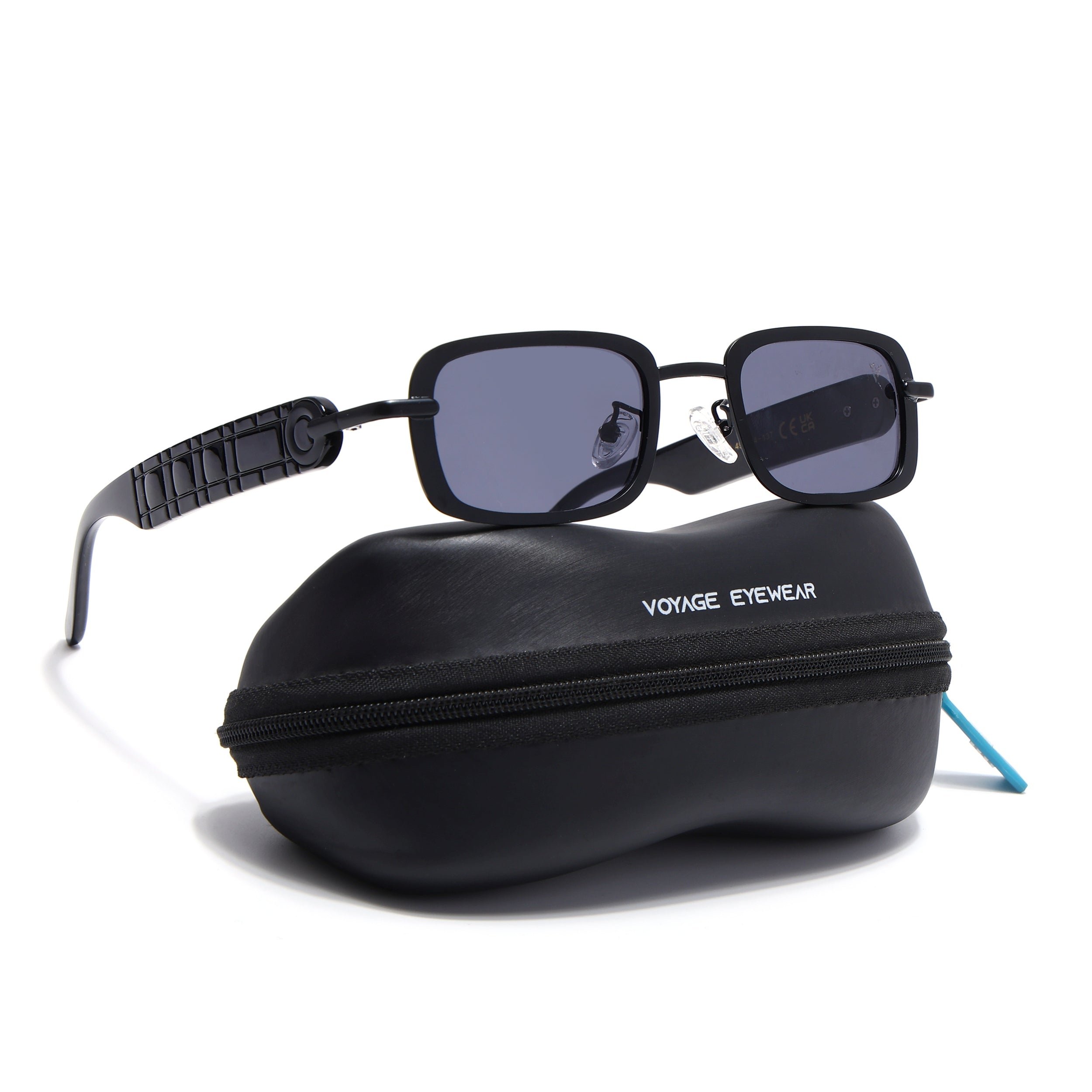 Rectangle Sunglasses for Men & Women (Grey Lens | Black Frame - MG7616)