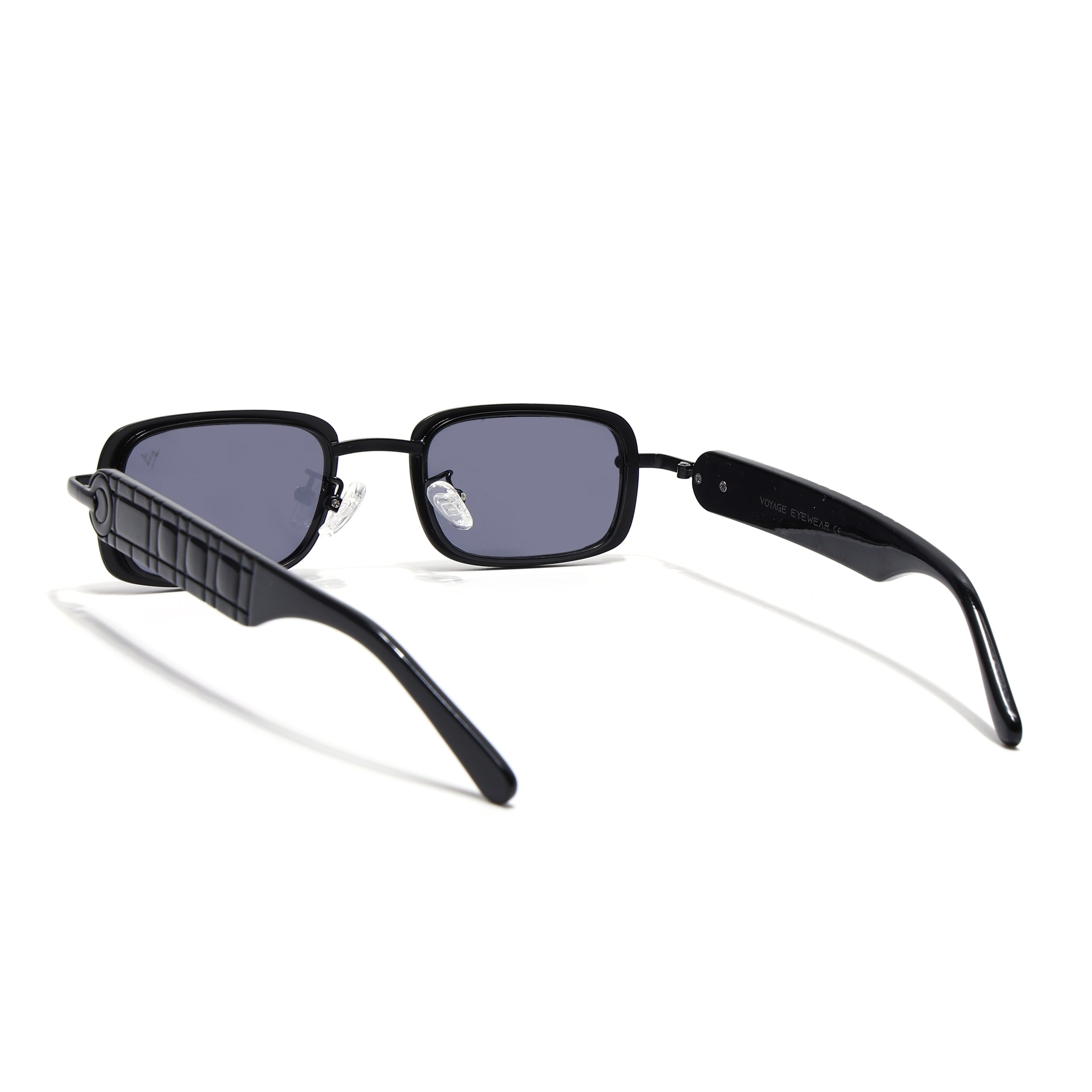 Rectangle Sunglasses for Men & Women (Grey Lens | Black Frame - MG7616)