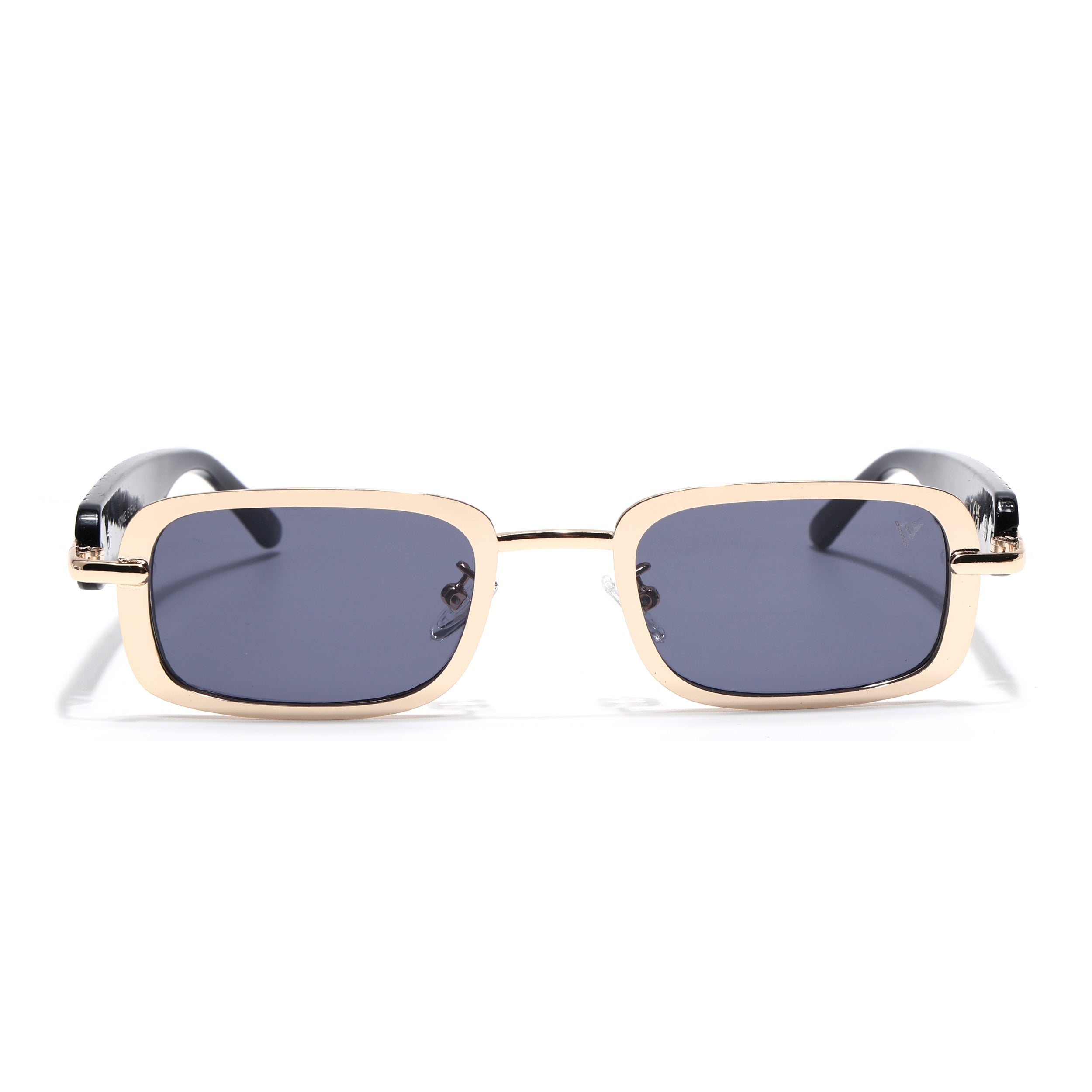 Rectangle Sunglasses for Men & Women (Grey Lens | Golden Frame - MG7618)