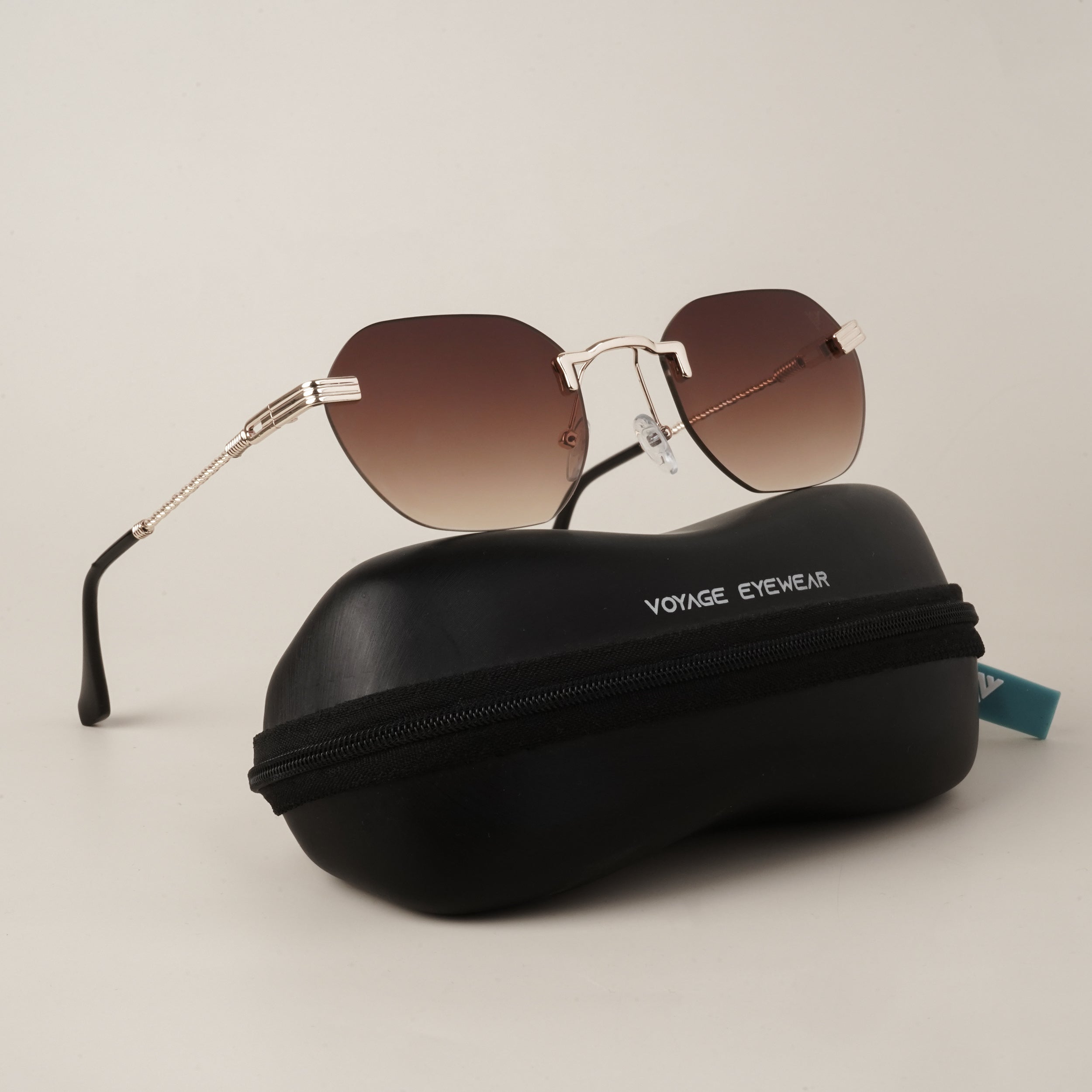 Voyage Brown Rimless Sunglasses - MG3607