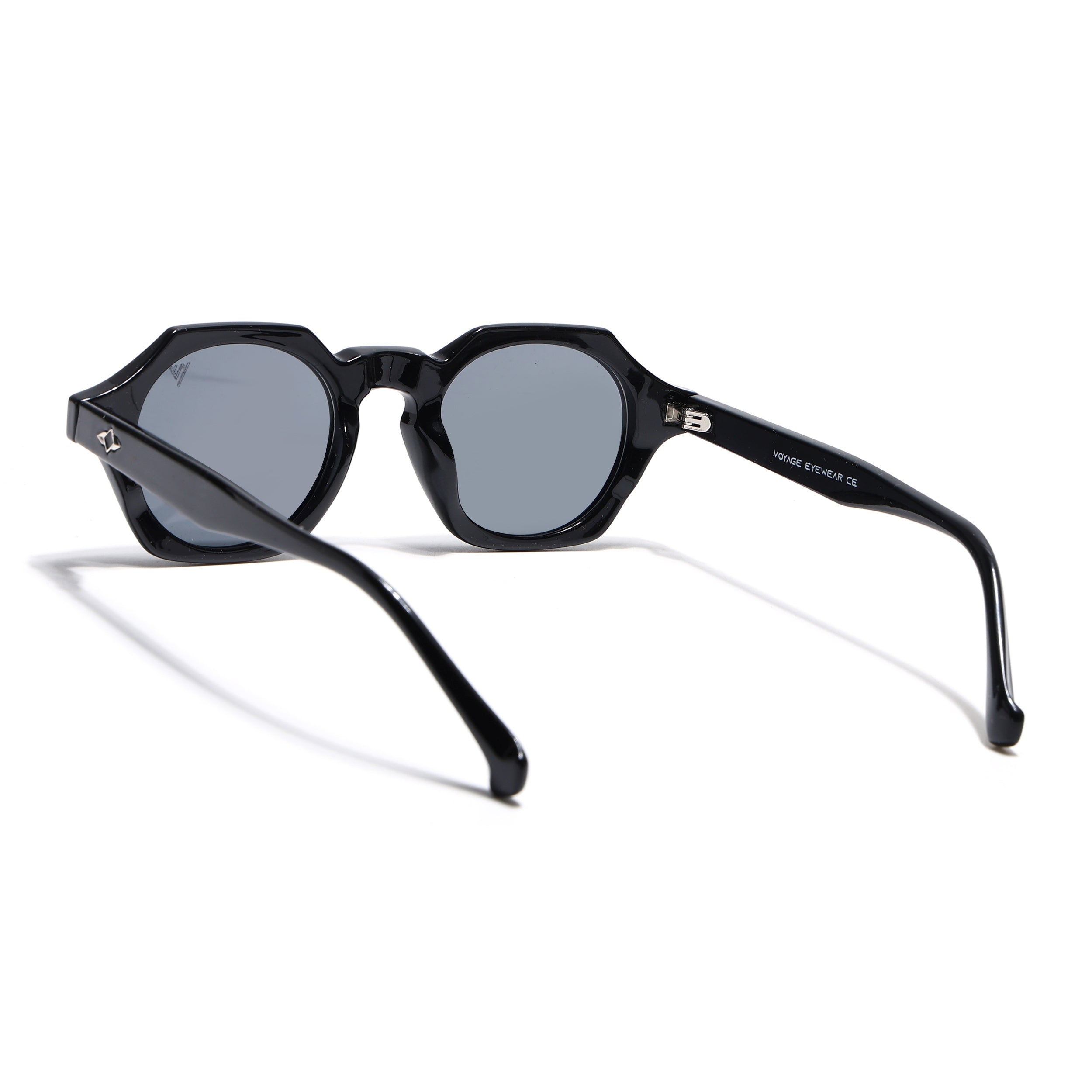 Hexagonal Sunglasses for Men & Women (Black Lens | Black Frame - MG7673)