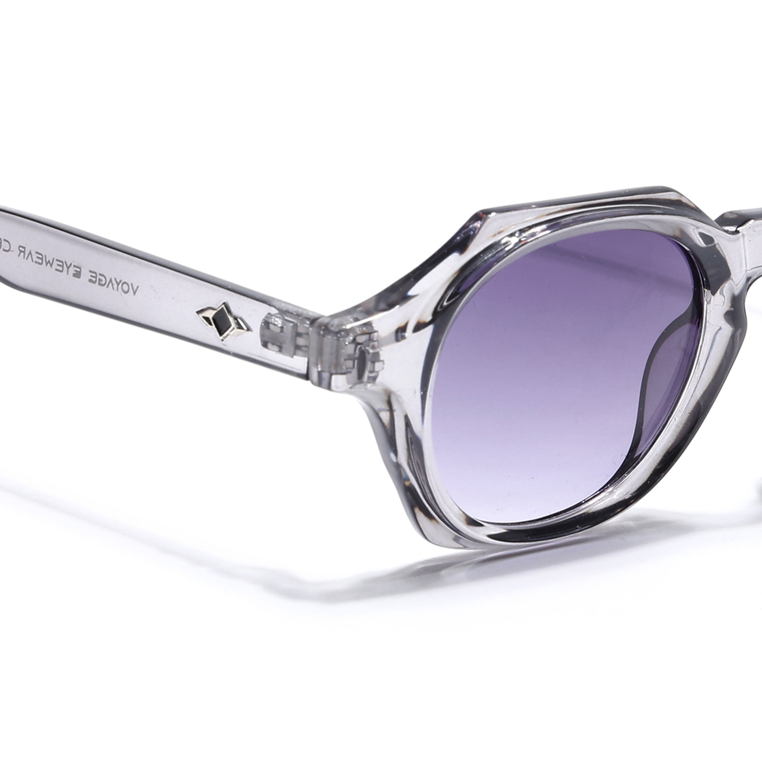 Hexagonal Sunglasses for Men & Women (Grey & Clear Lens | Transparent Grey Frame - MG7674)