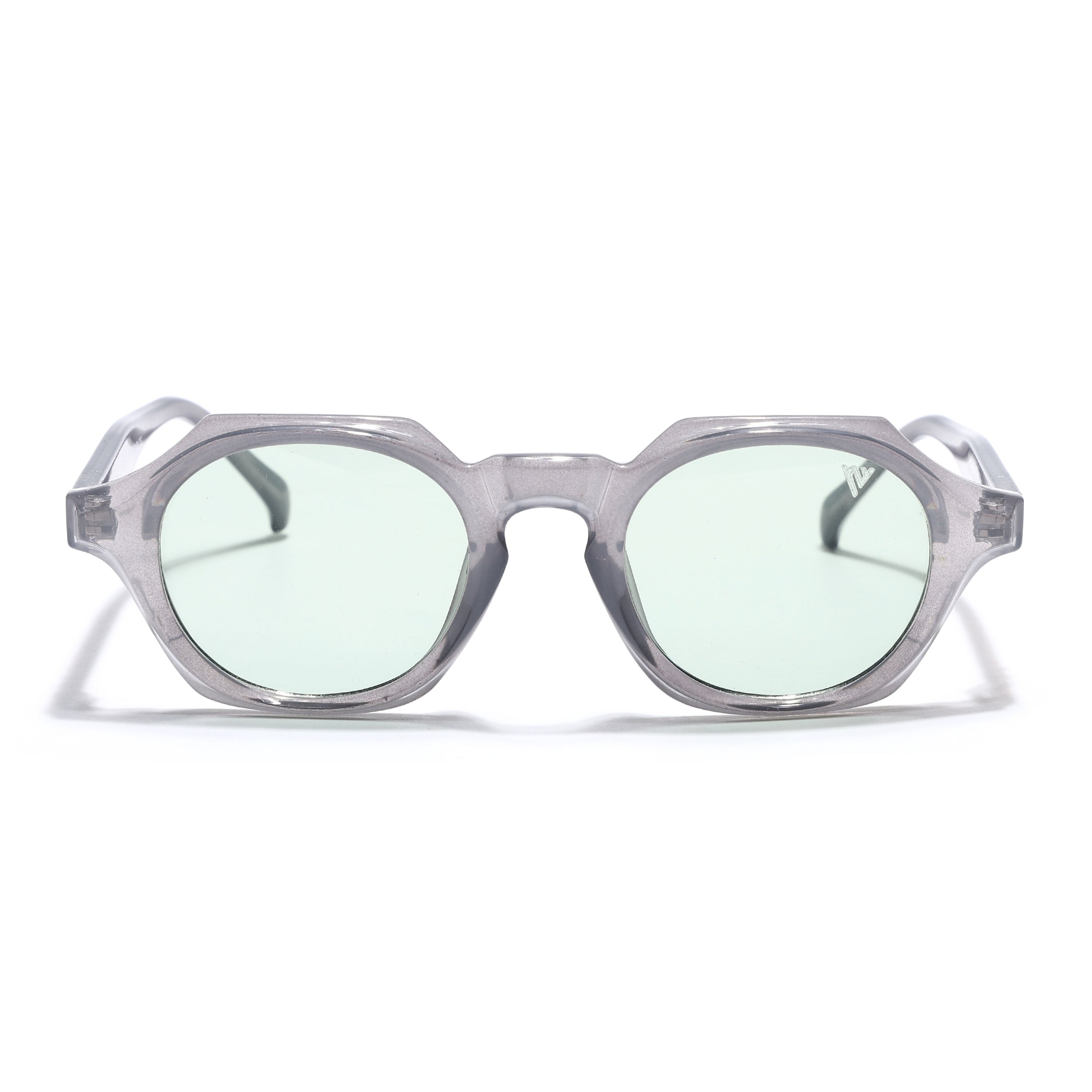 Hexagonal Sunglasses for Men & Women (Sea Green Lens | Grey Frame - MG7675)