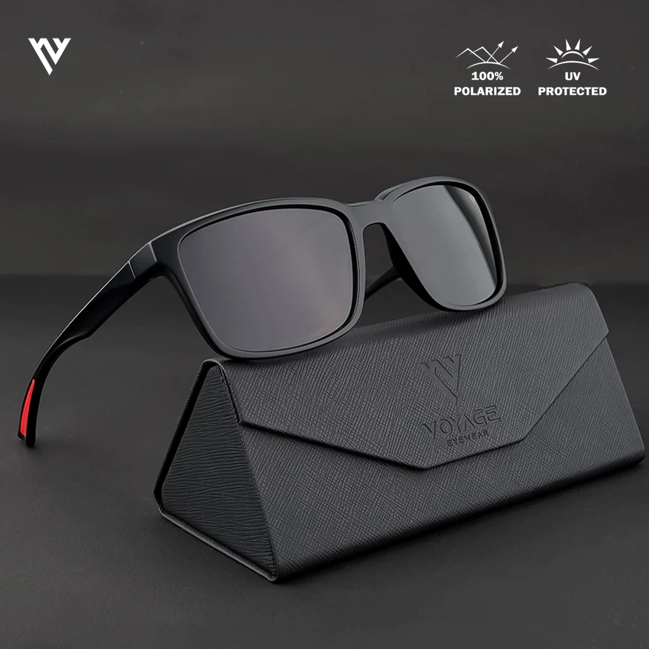 Voyage Exclusive Wayfarer Matt Black Polarized Wayfarer Sunglasses for Men & Women - PMG3963