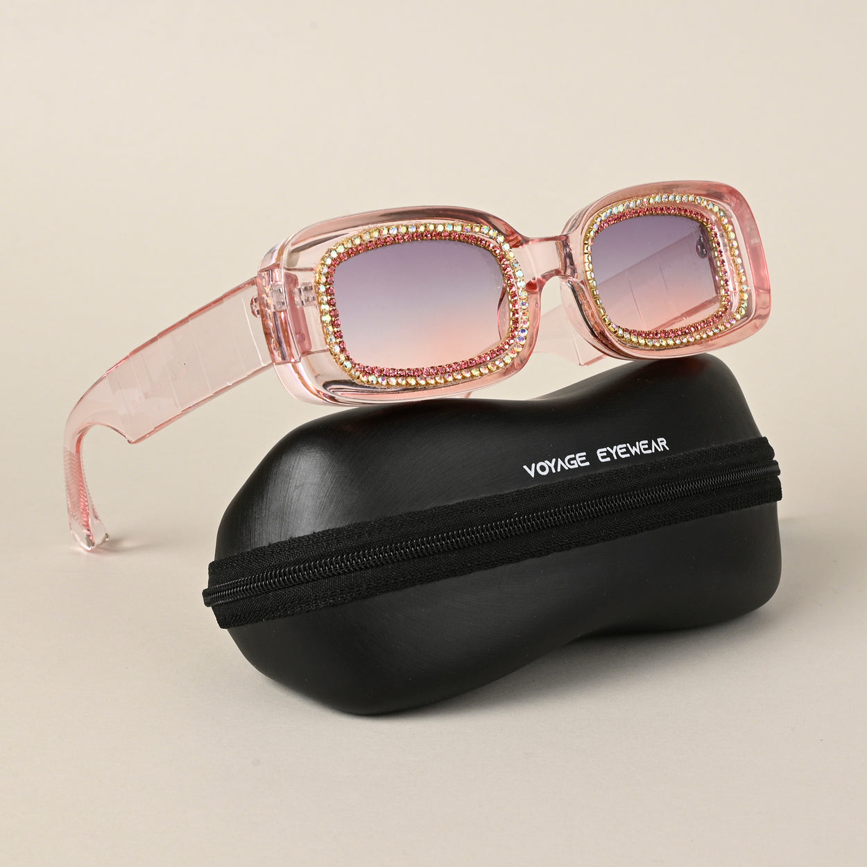 Voyage Purple & Pink Oval Sunglasses for Women (3913MG4360)