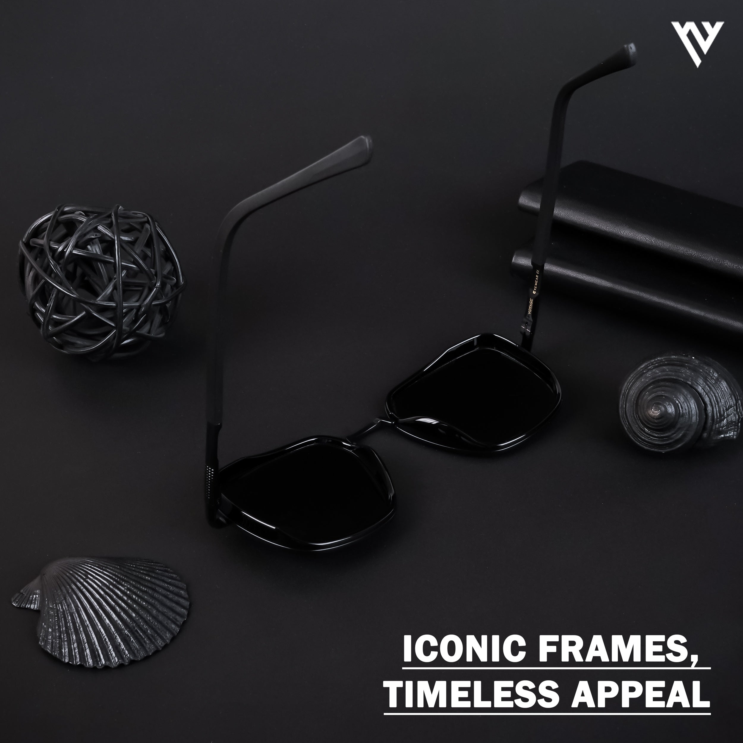 Voyage Exclusive Black Polarized Square Sunglasses for Men & Women (TR8007PMG4433)