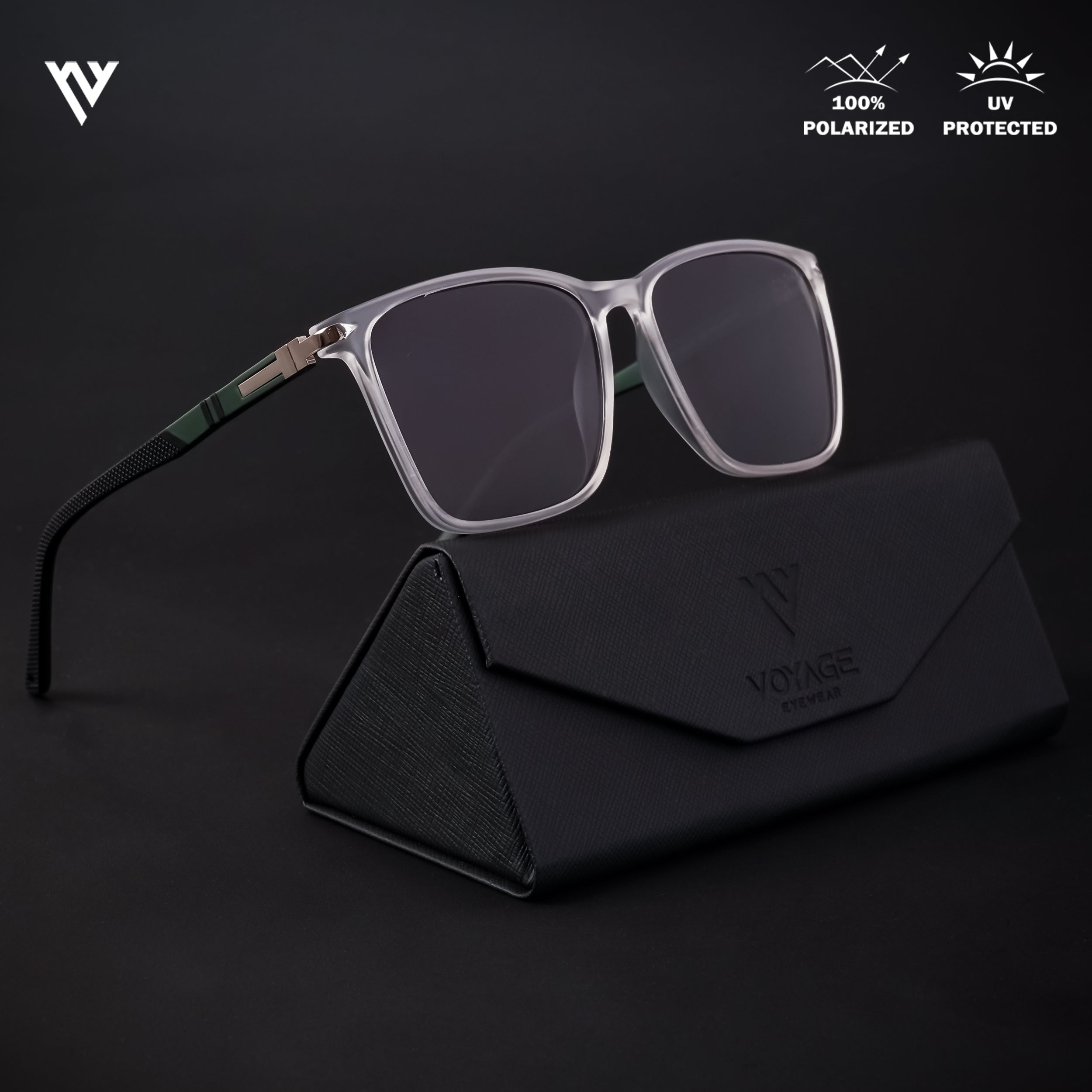 Voyage Exclusive Transparent Polarized Wayfarer Sunglasses for Men & Women - PMG4485