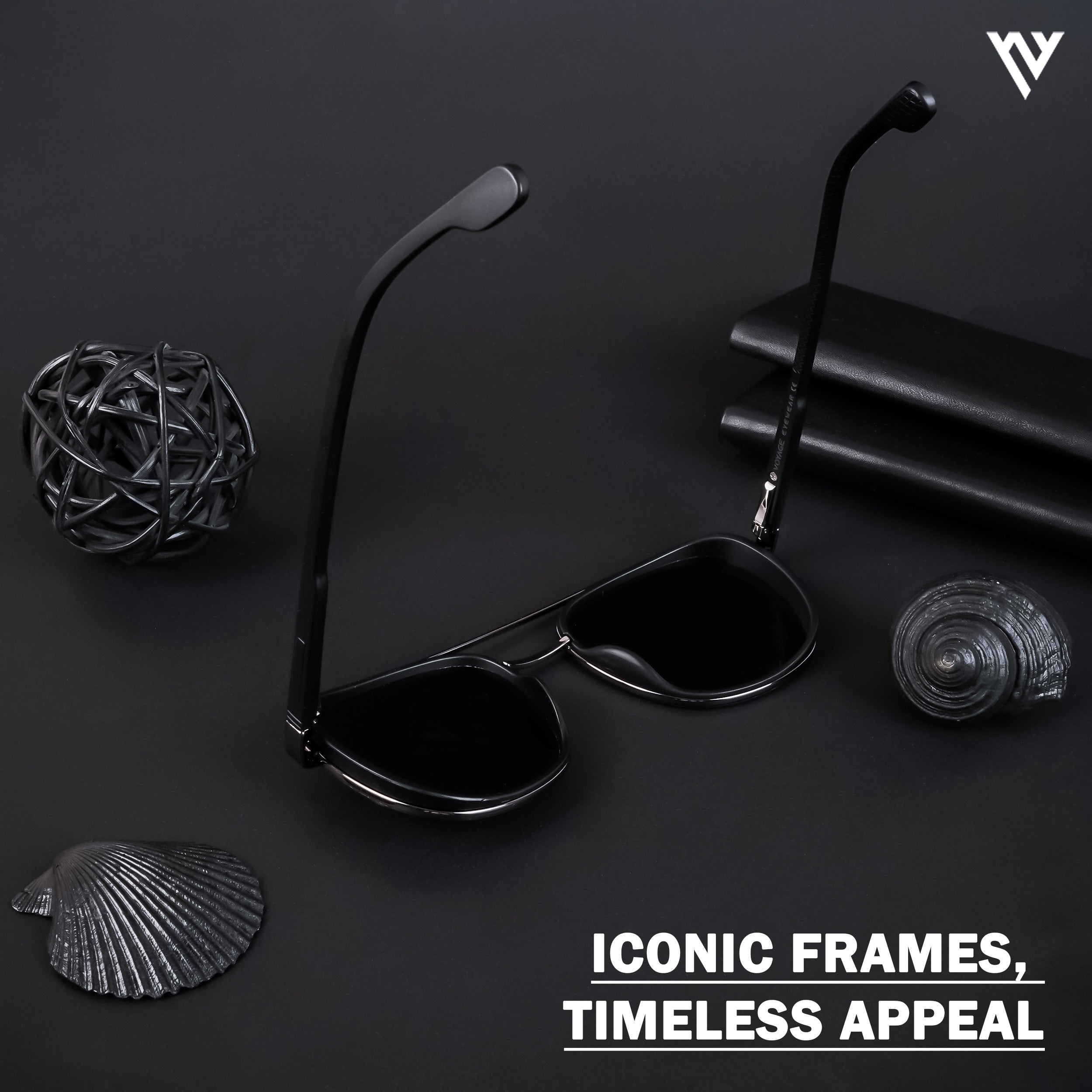 Voyage Exclusive Grey & Matt Black Polarized Wayfarer Sunglasses for Men & Women (TR8023PMG4440)