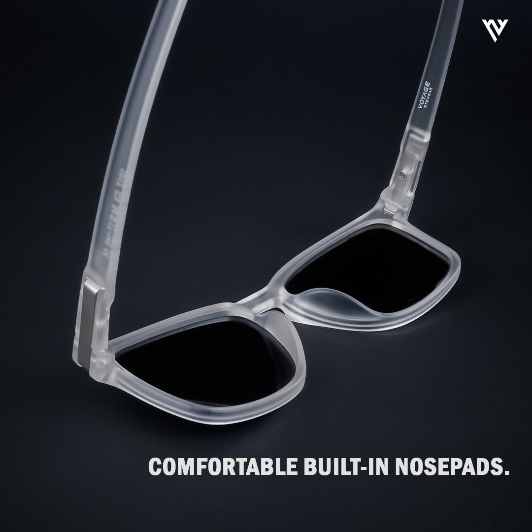 Voyage Exclusive Black & Transparent Polarized Wayfarer Sunglasses for Men & Women - PMG3975