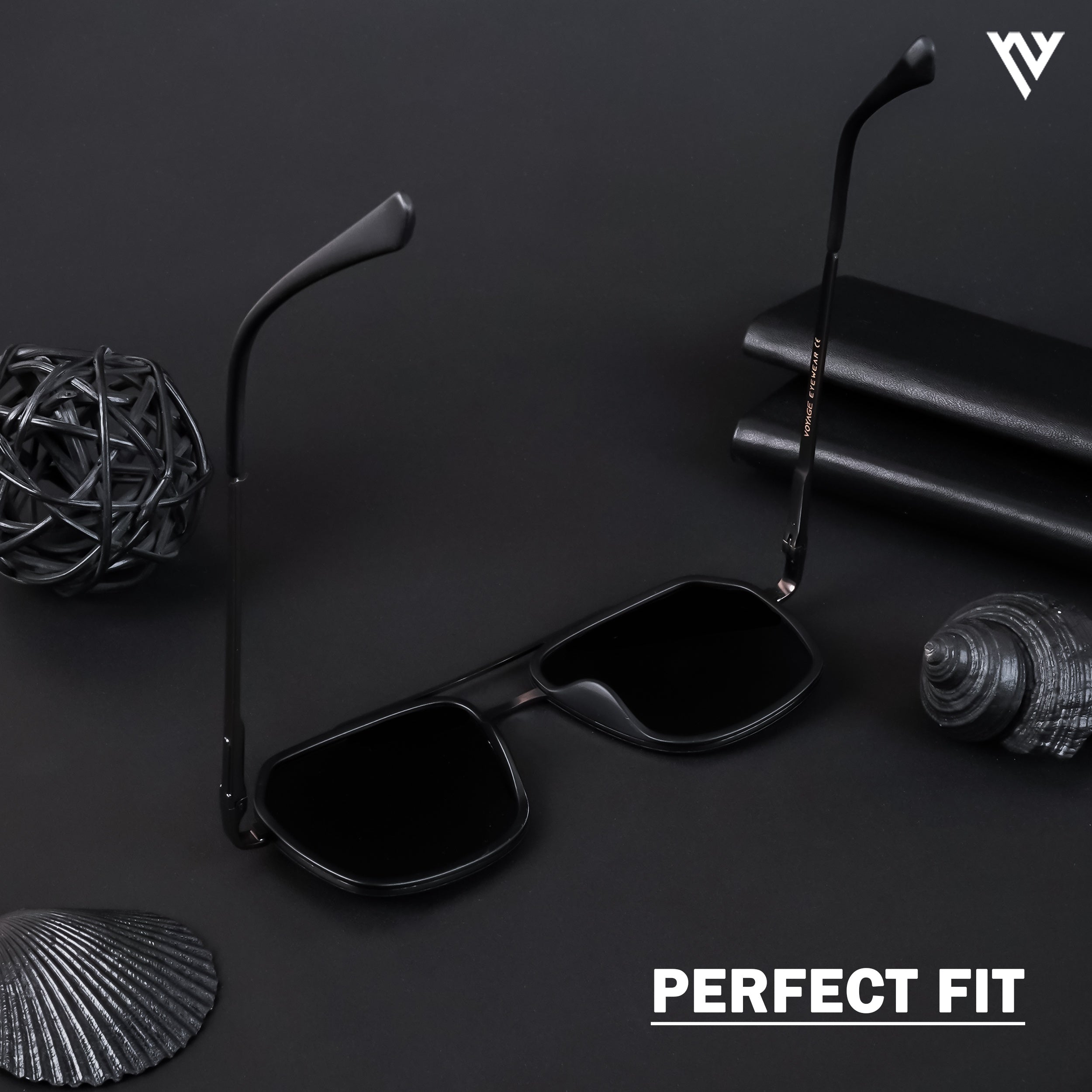 Voyage Exclusive Grey Matt Black Polarized Wayfarer Sunglasses for Men & Women (TR1001PMG4316)