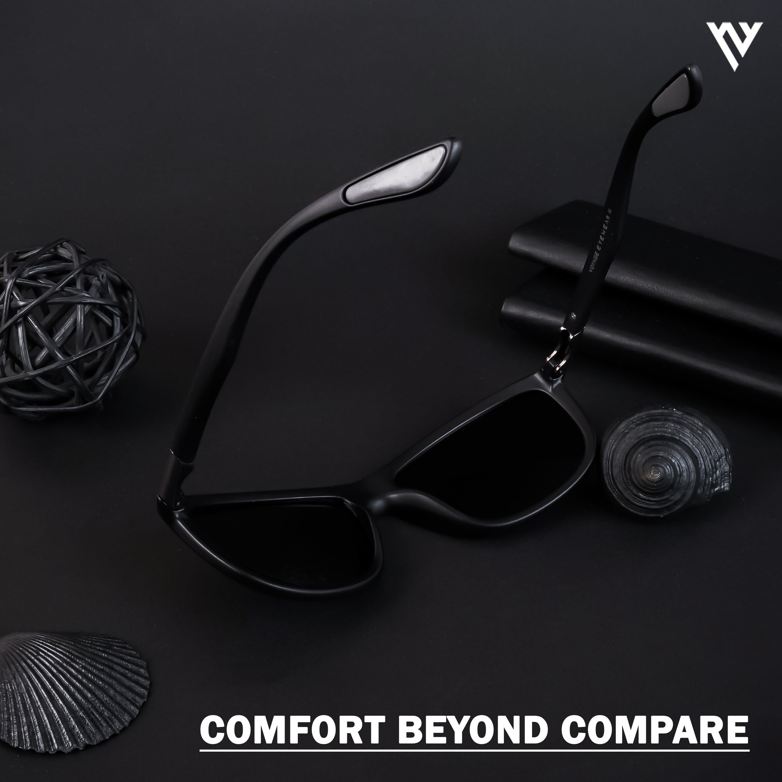 Voyage Exclusive Matt Black Polarized Wrap Around Sunglasses for Men & Women (20079PMG4451)