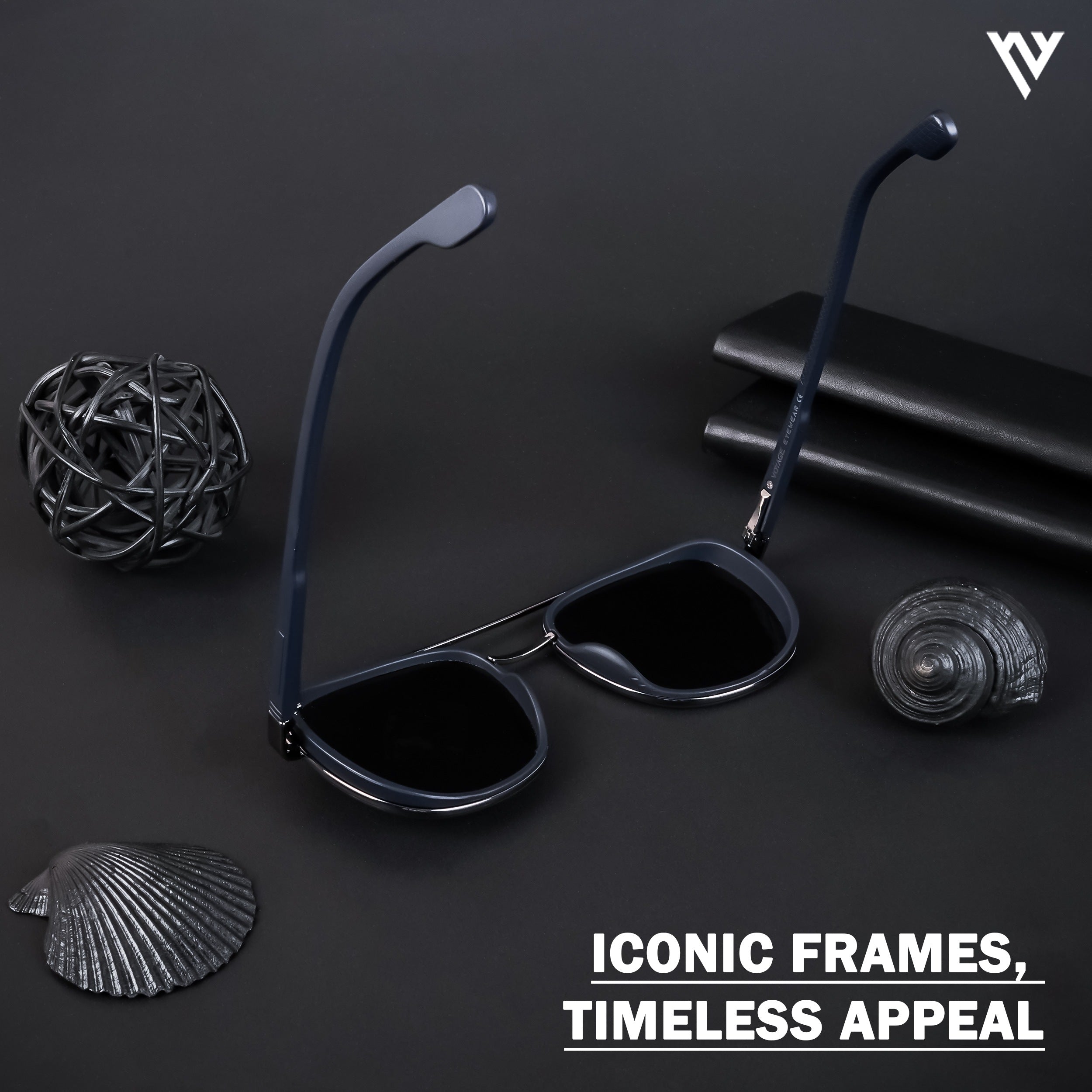 Voyage Exclusive Grey & Navy Blue Polarized Wayfarer Sunglasses for Men & Women (TR8023PMG4441)