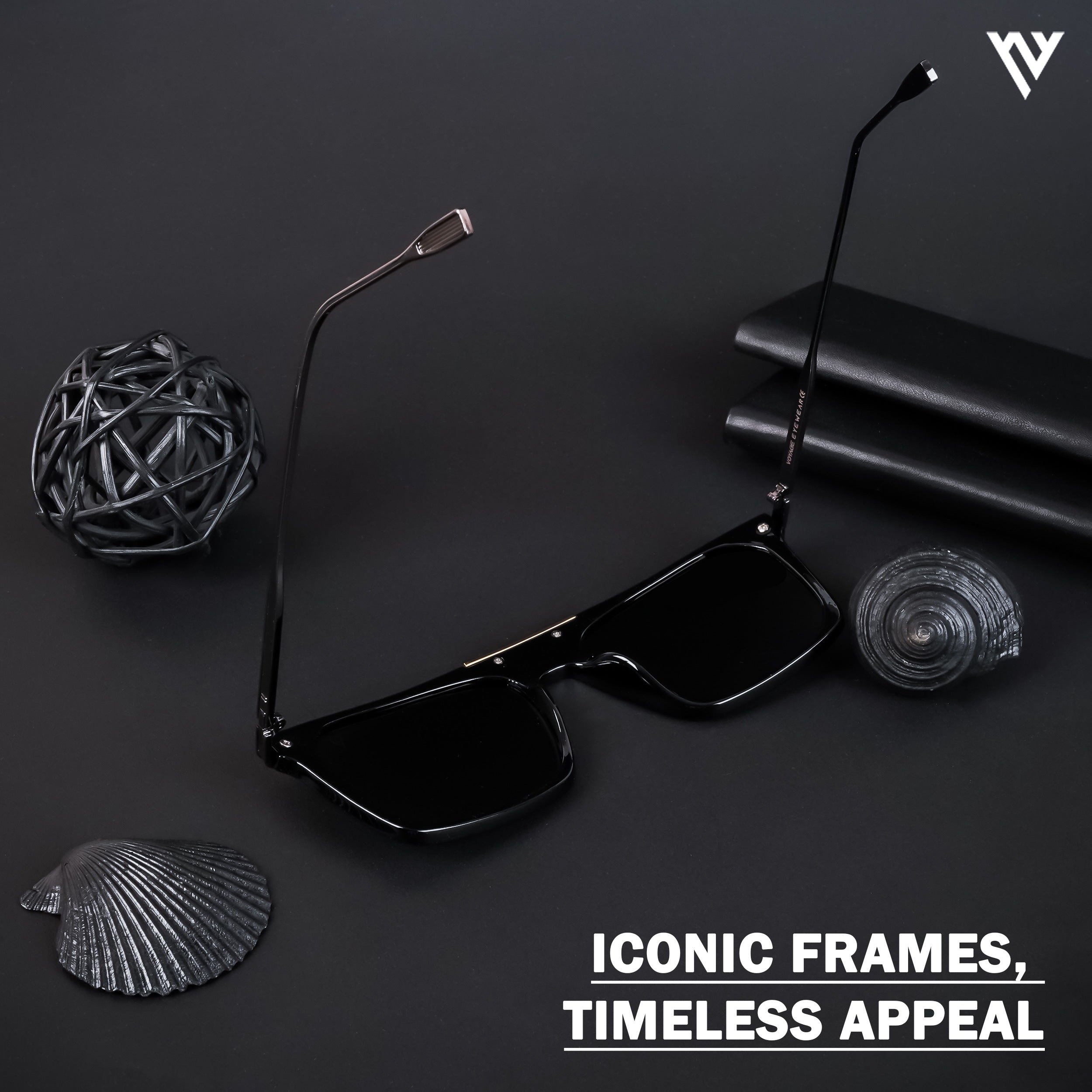 Voyage Exclusive Shine Black Polarized Wayfarer Sunglasses for Men & Women (20089PMG4450)