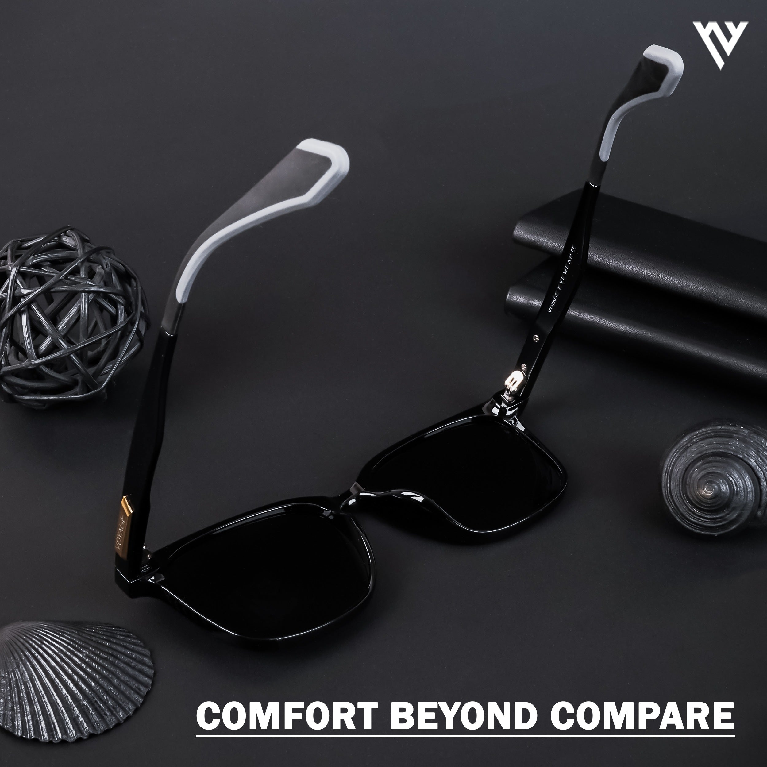 Voyage Exclusive Shine Black Polarized Wayfarer Sunglasses for Men & Women (893PMG4459)