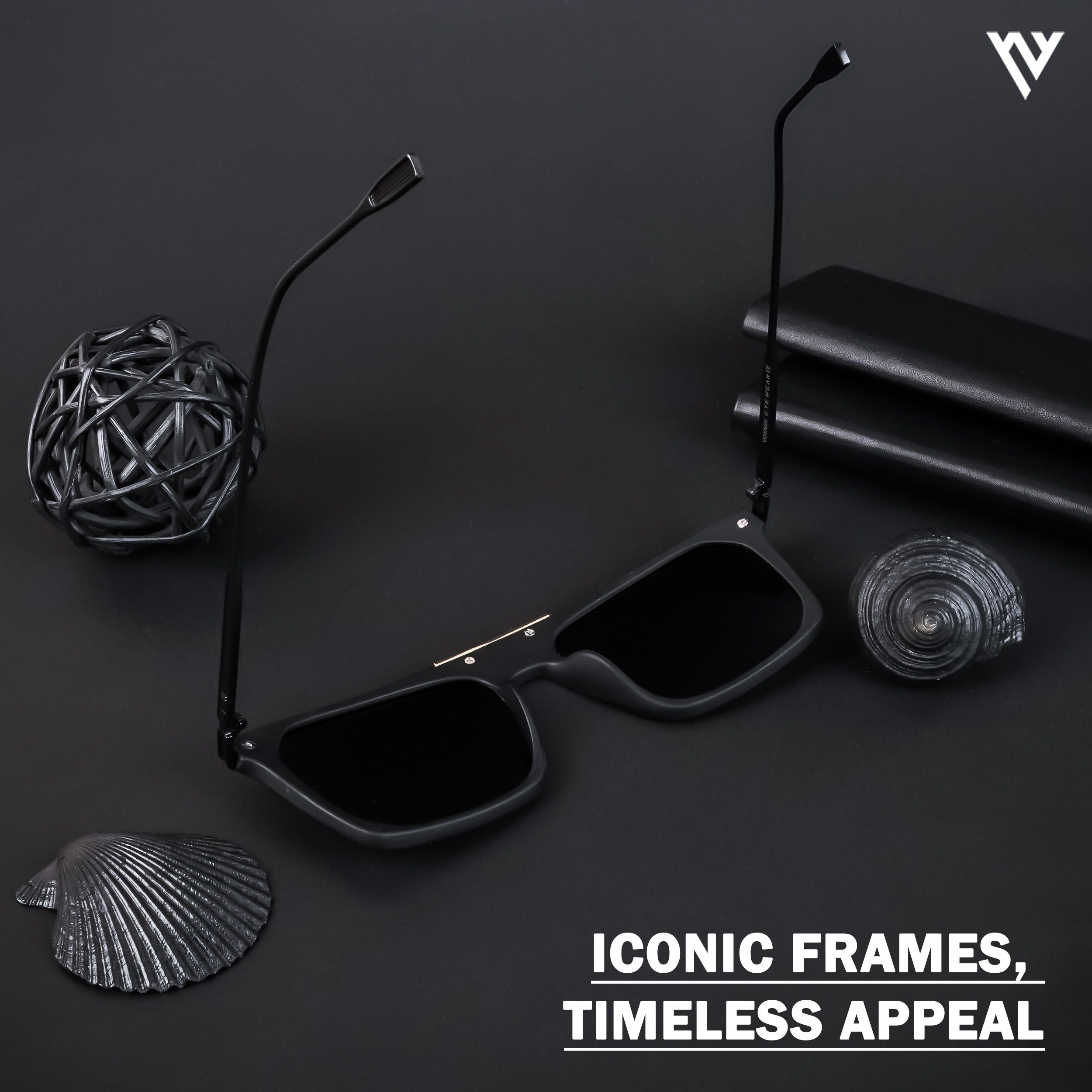 Voyage Exclusive Matt Black Polarized Wayfarer Sunglasses for Men & Women (20089PMG4448)