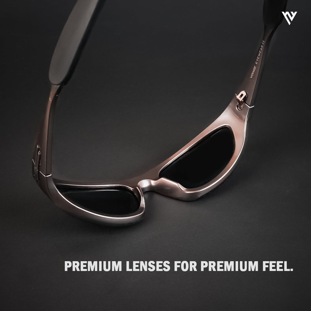 Voyage Exclusive Copper & Black Polarized Wrap Around Sunglasses for Men & Women - PMG4021