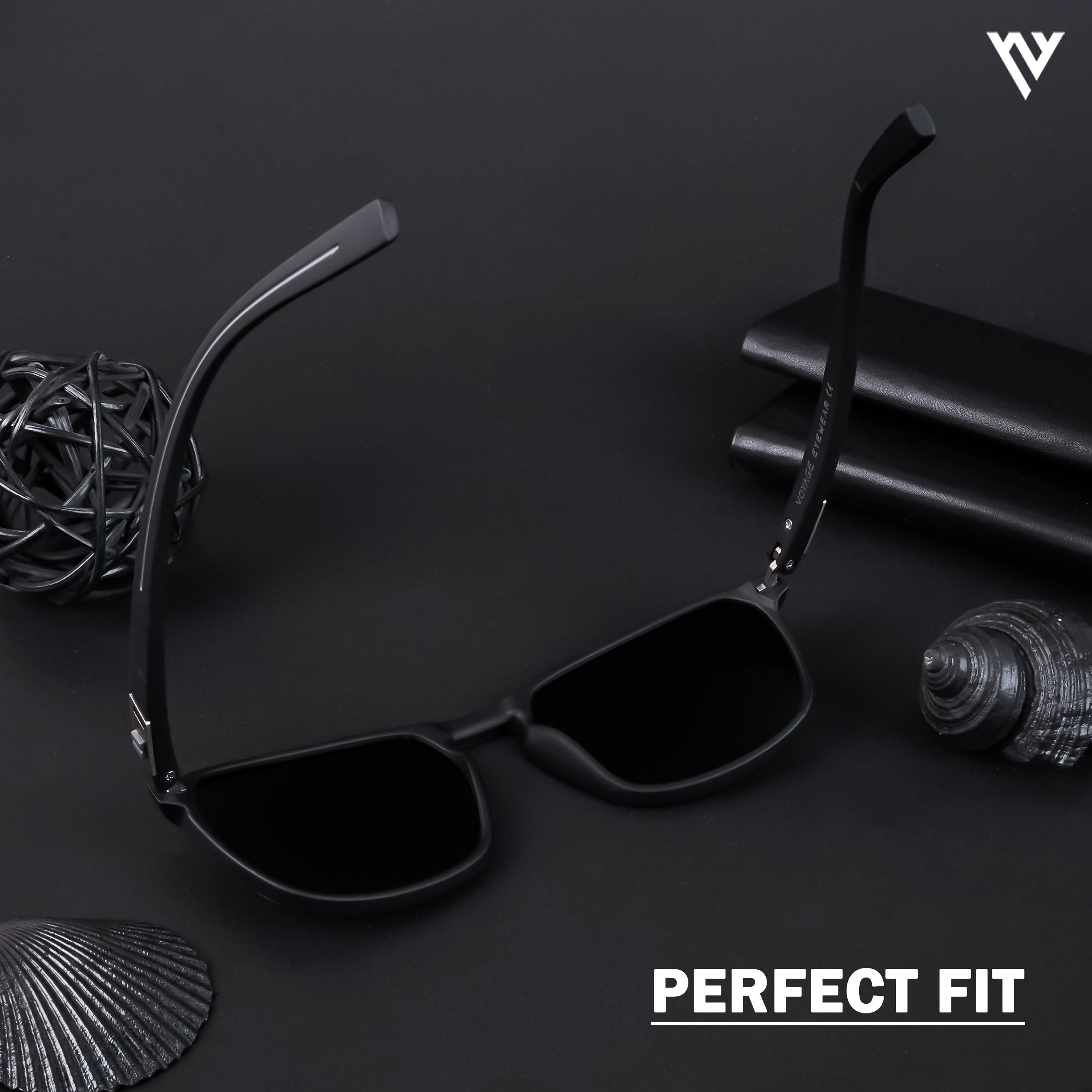 Voyage Exclusive Matt Black Polarized Wayfarer Sunglasses for Men & Women (78077PMG4306)