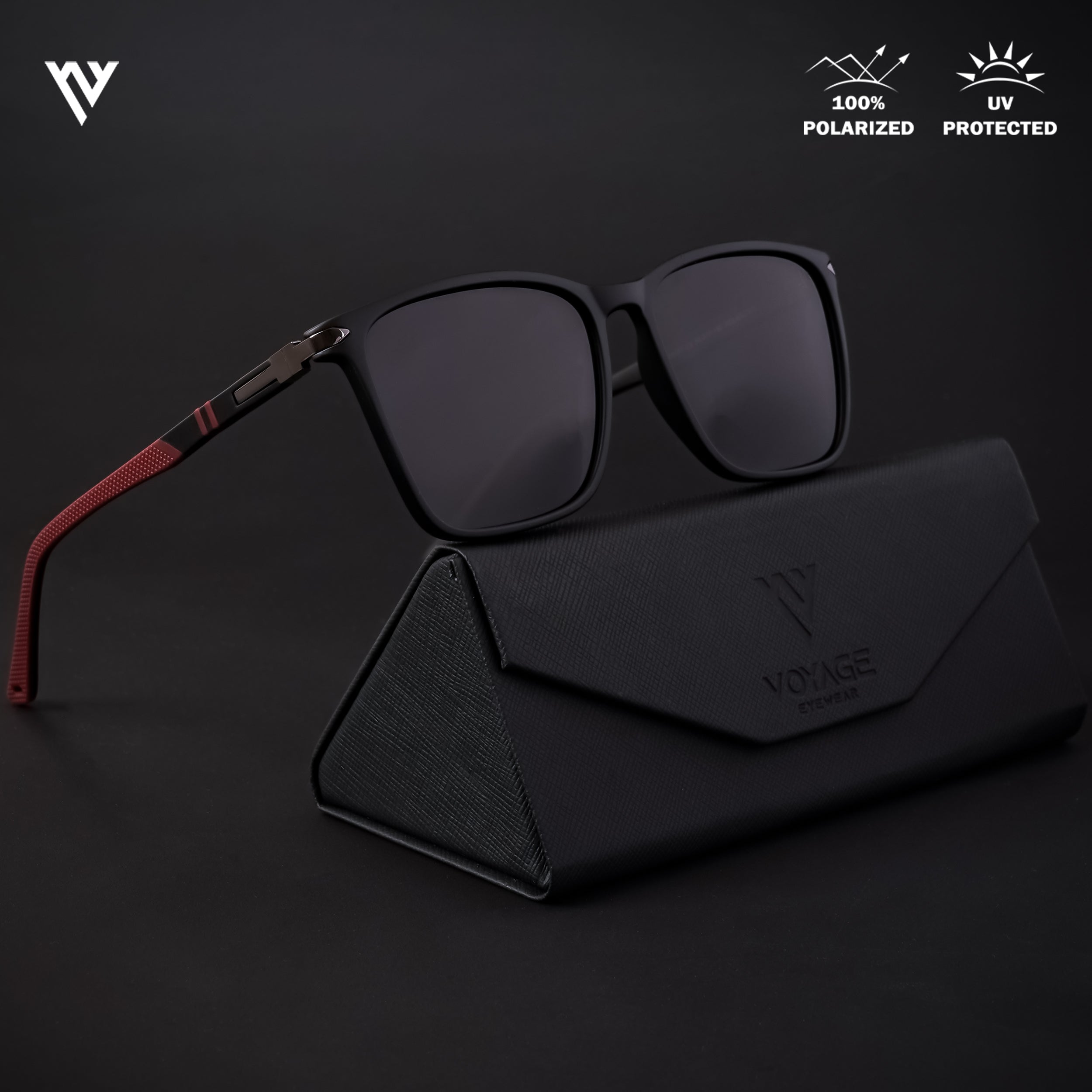 Matt Black Polarized Wayfarer Sunglasses - PMG4486