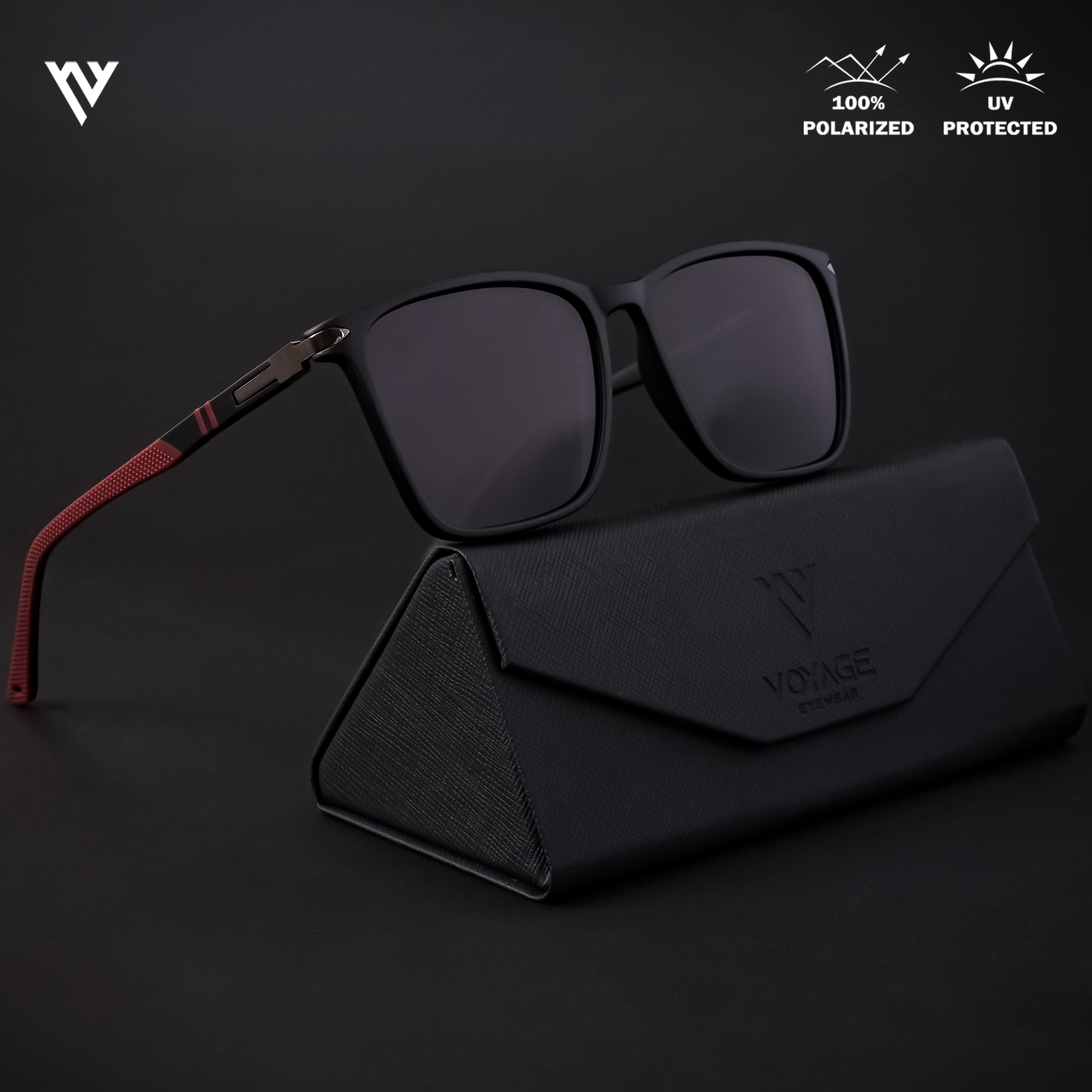 Voyage Exclusive Matt Black Polarized Wayfarer Sunglasses for Men & Women - PMG4486