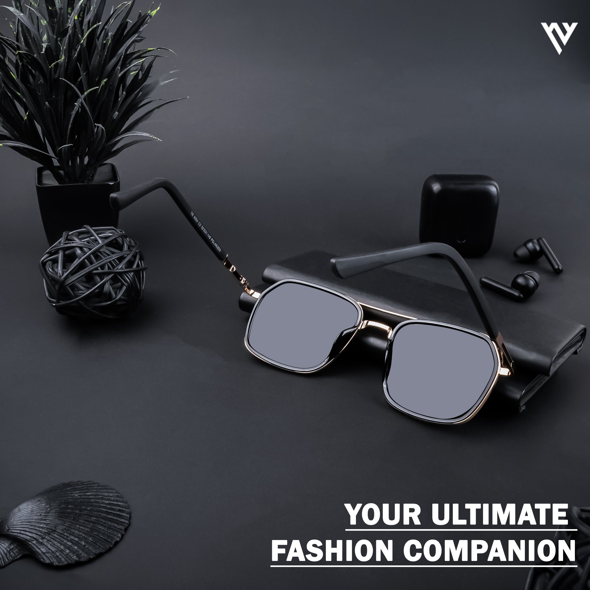 Voyage Exclusive Golden & Black Polarized Wayfarer Sunglasses for Men & Women (TR8054PMG4480)