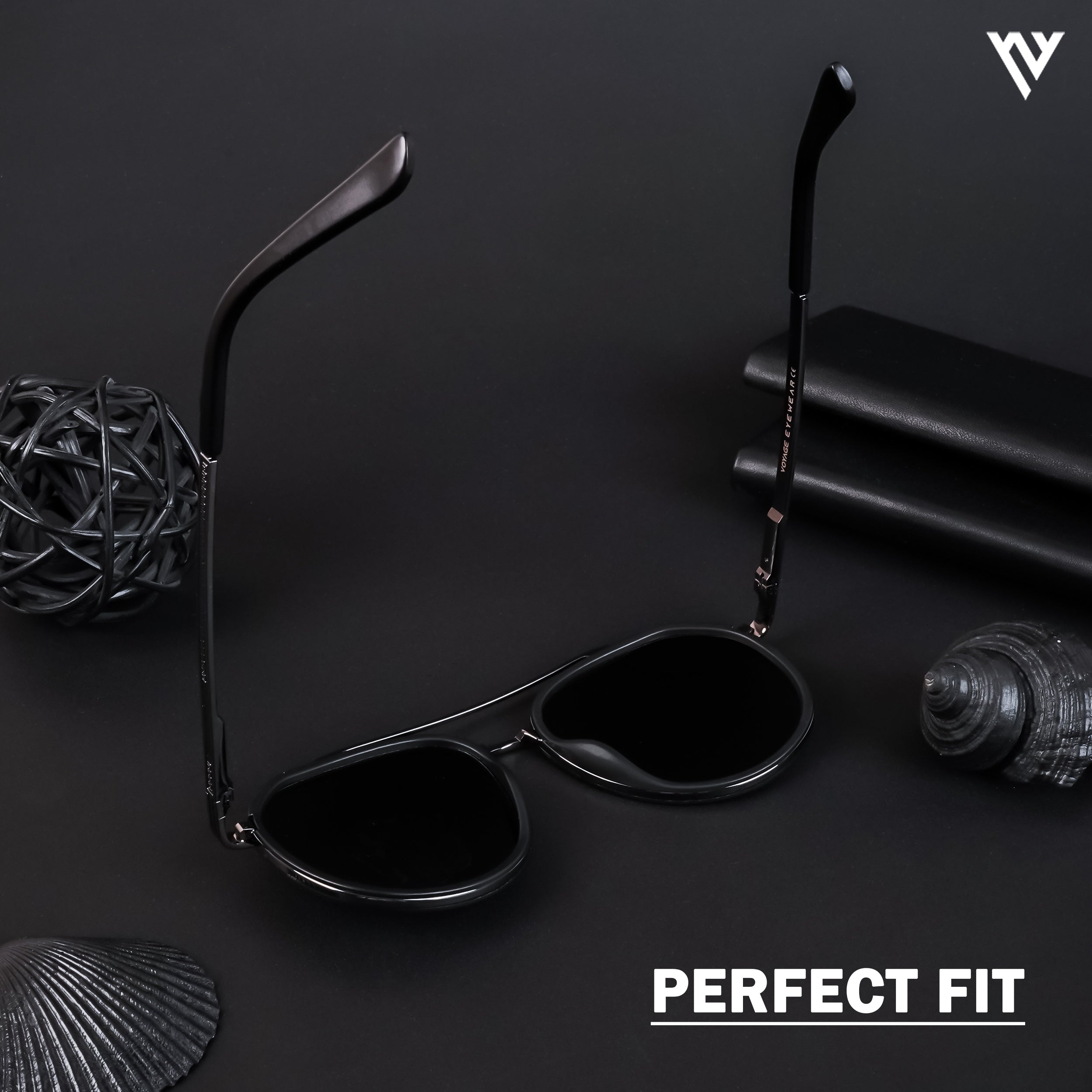 Voyage Exclusive Grey & Black Polarized Round Sunglasses for Men & Women (TR8087PMG4310)
