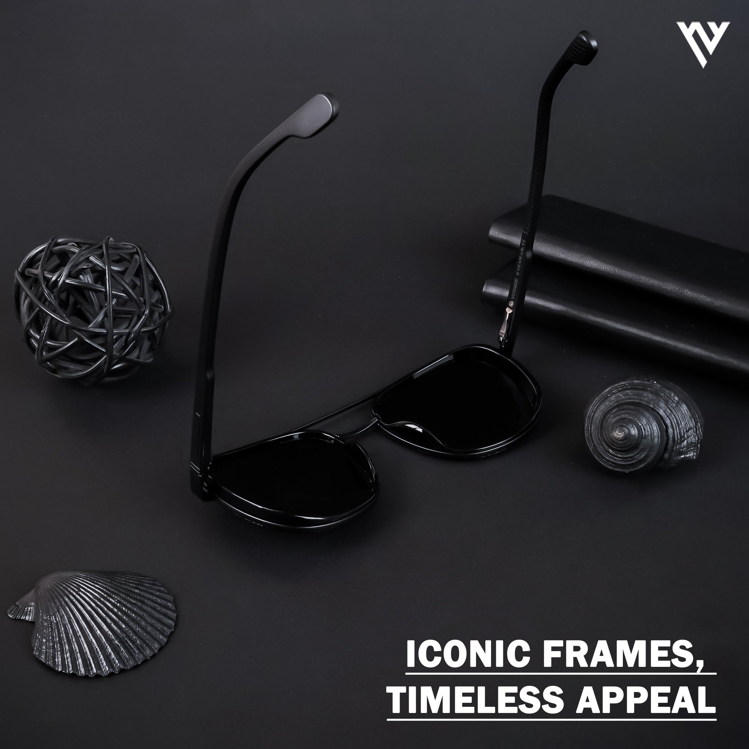Voyage Exclusive Shine Black Polarized Wayfarer Sunglasses for Men & Women (TR8023PMG4438)