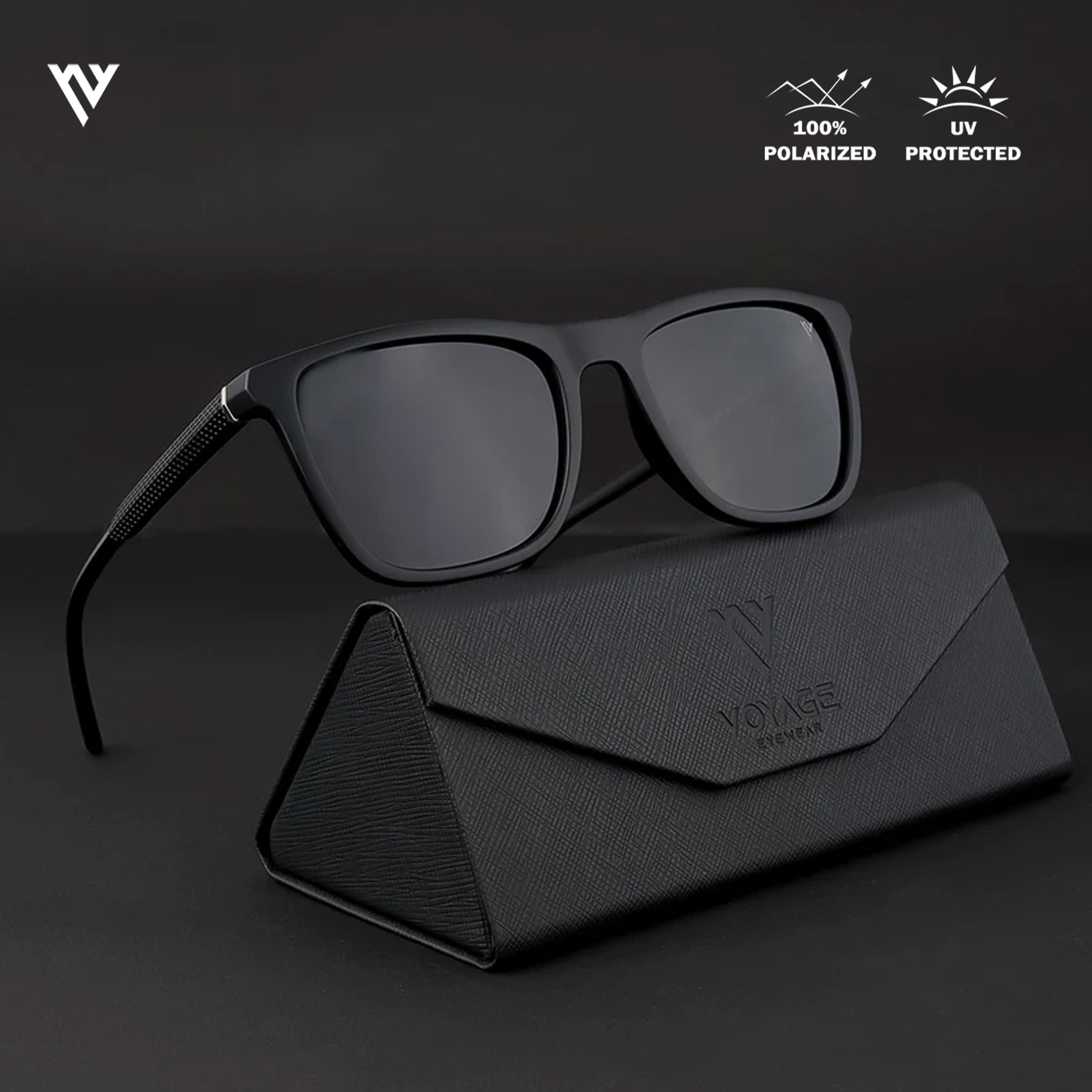 Voyage Exclusive Matt Black Polarized Wayfarer Sunglasses for Men & Women - PMG3967