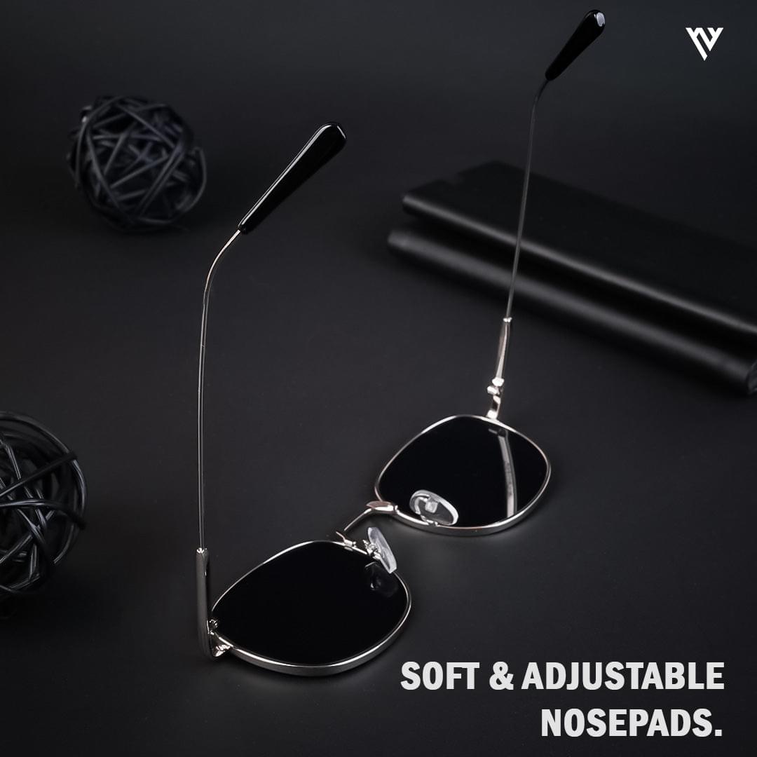 Voyage Exclusive Black and silver Polarized Round Sunglasses for Men & Women - PMG4112