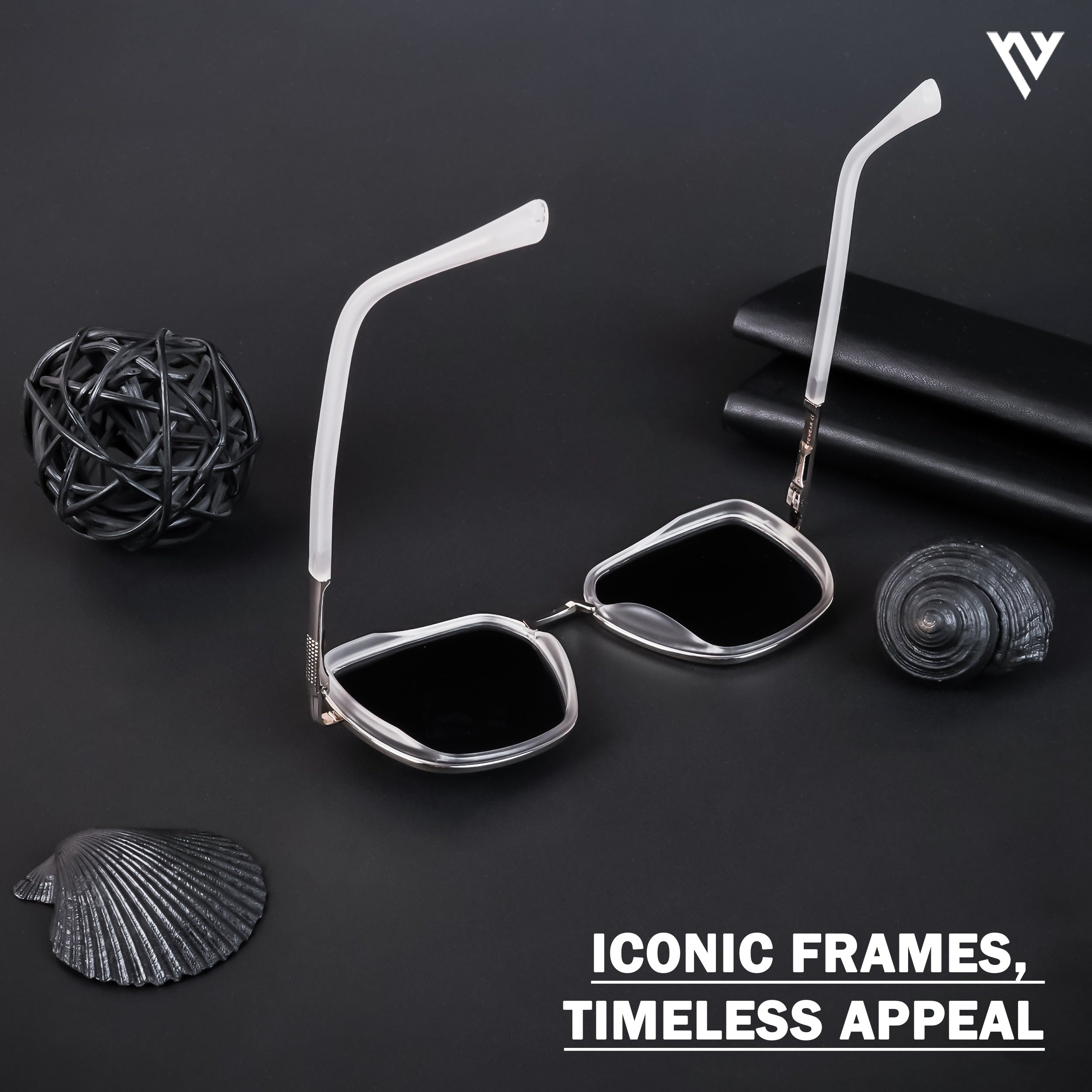 Voyage Exclusive Silver & Transparent Polarized Square Sunglasses for Men & Women (TR8007PMG4435)