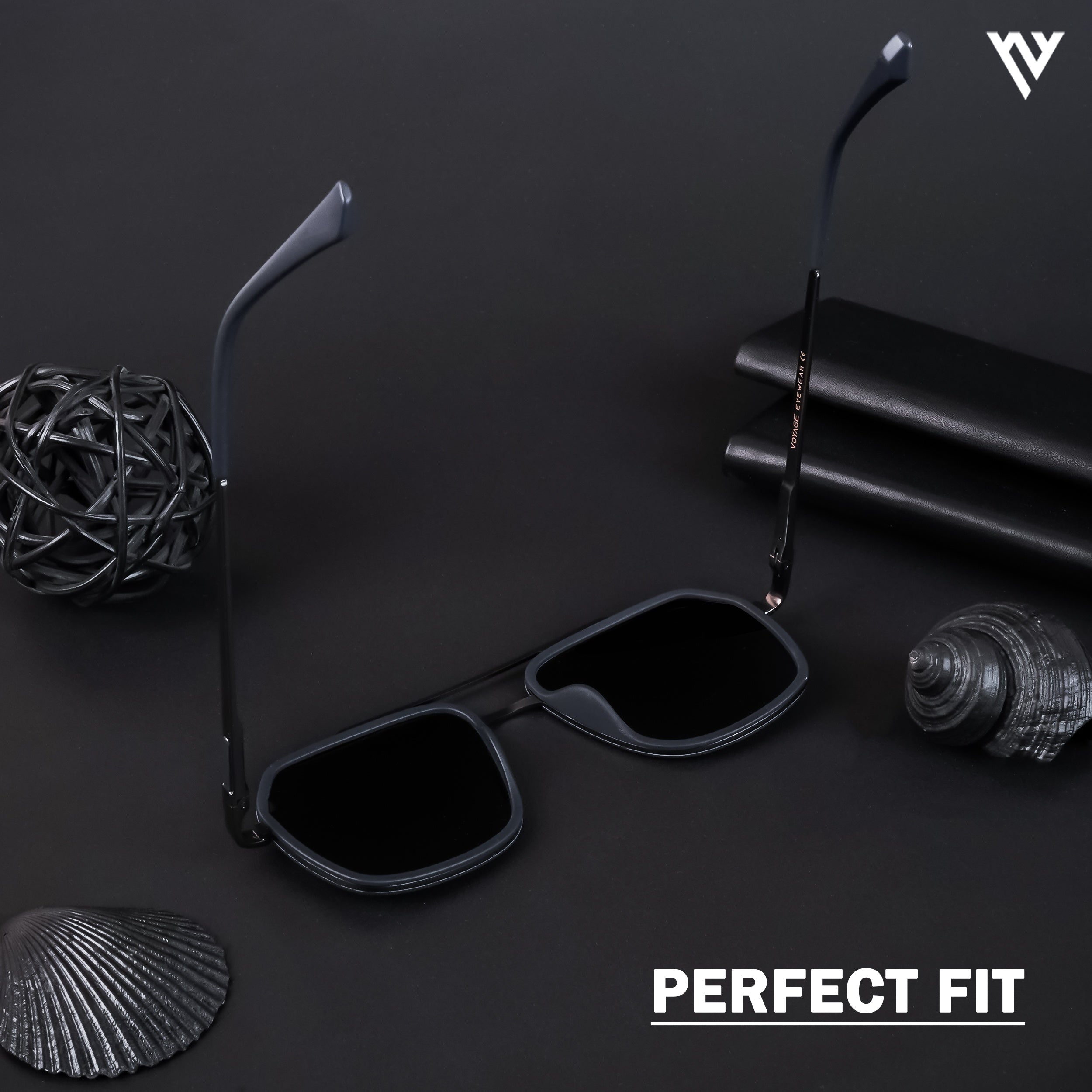 Voyage Exclusive Grey & Navy Blue Polarized Wayfarer Sunglasses for Men & Women (TR1001PMG4315)