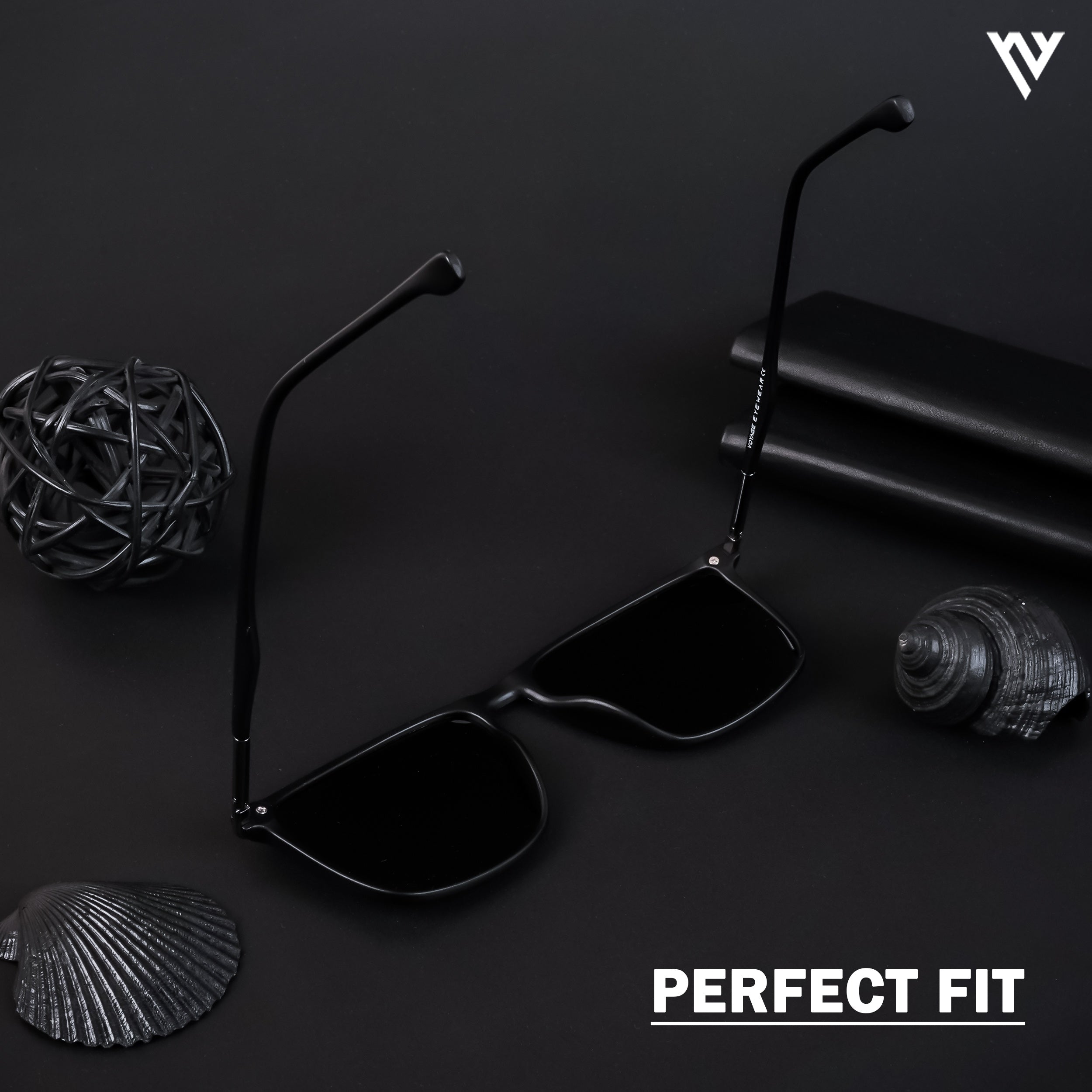 Voyage Exclusive Matt Black Polarized Wayfarer Sunglasses for Men & Women (TR8072PMG4300)