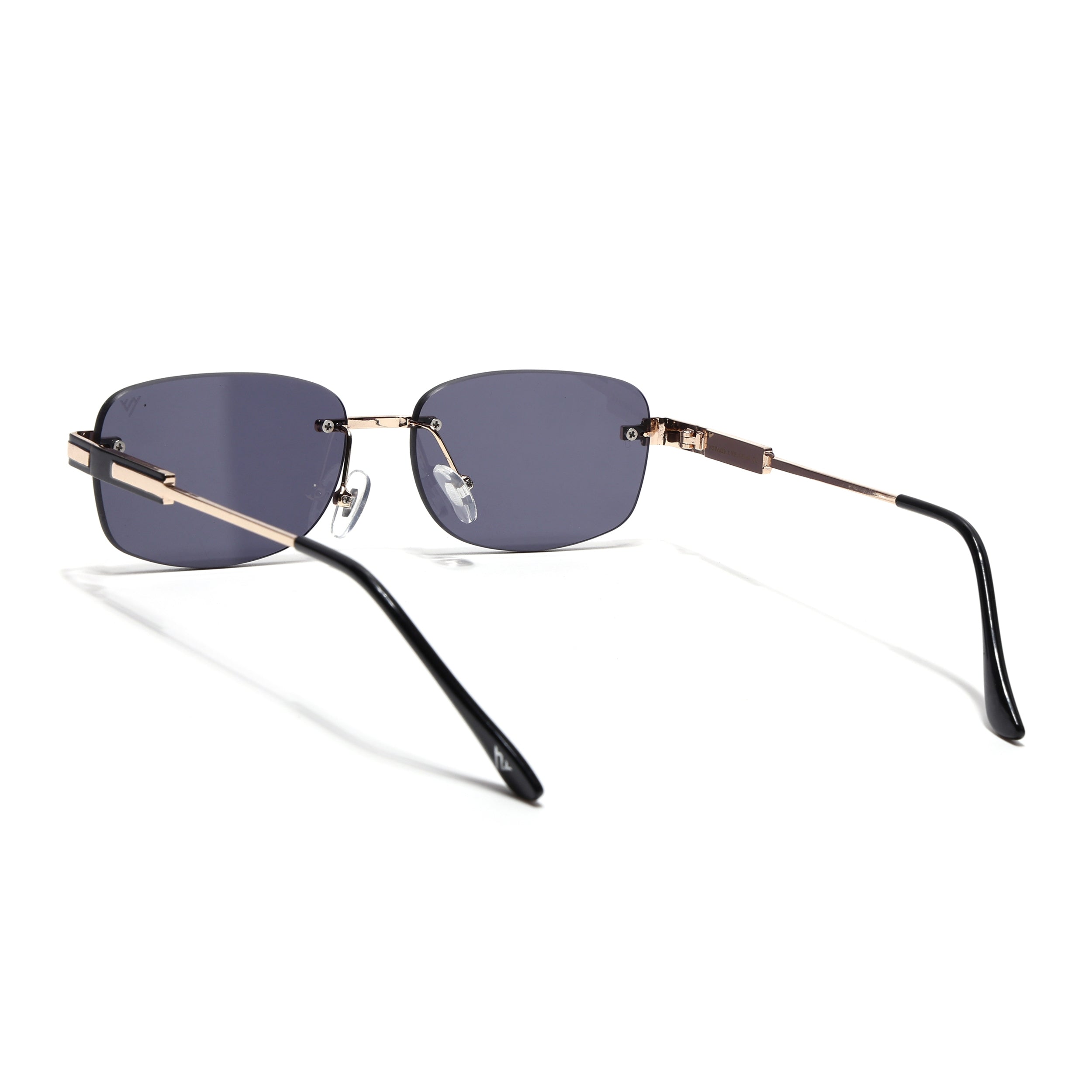 Rimless Sunglasses for Men & Women (Black Lens | Golden Frame - MG7377)