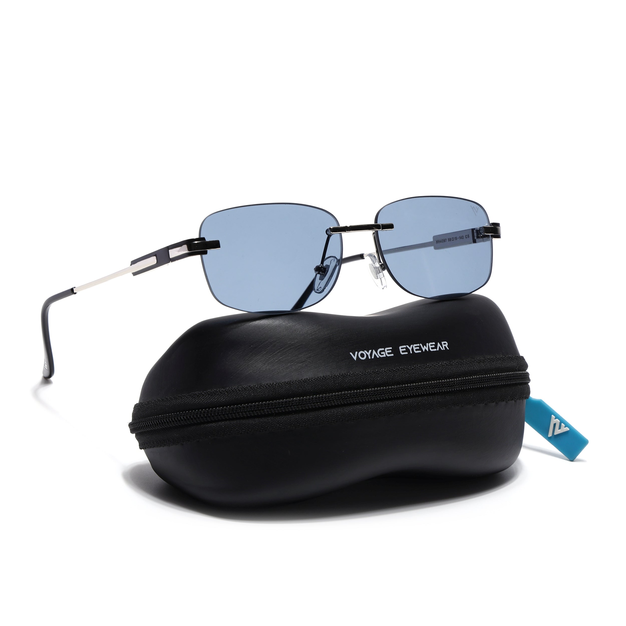 Sheer | Blue Rimless Sunglasses |Silver Frame - MG7378