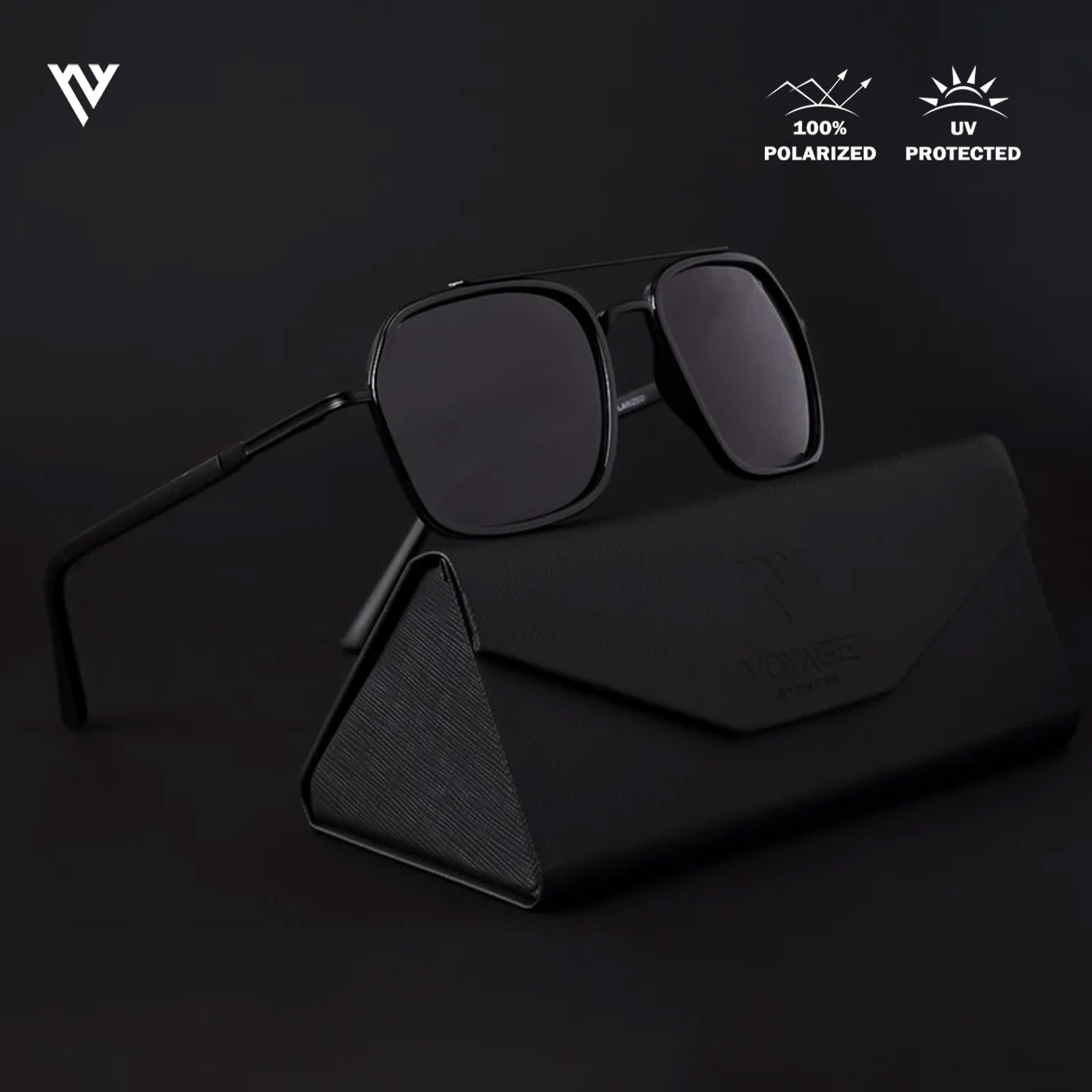Voyage Exclusive Black Polarized Wayfarer Sunglasses for Men & Women - PMG4207
