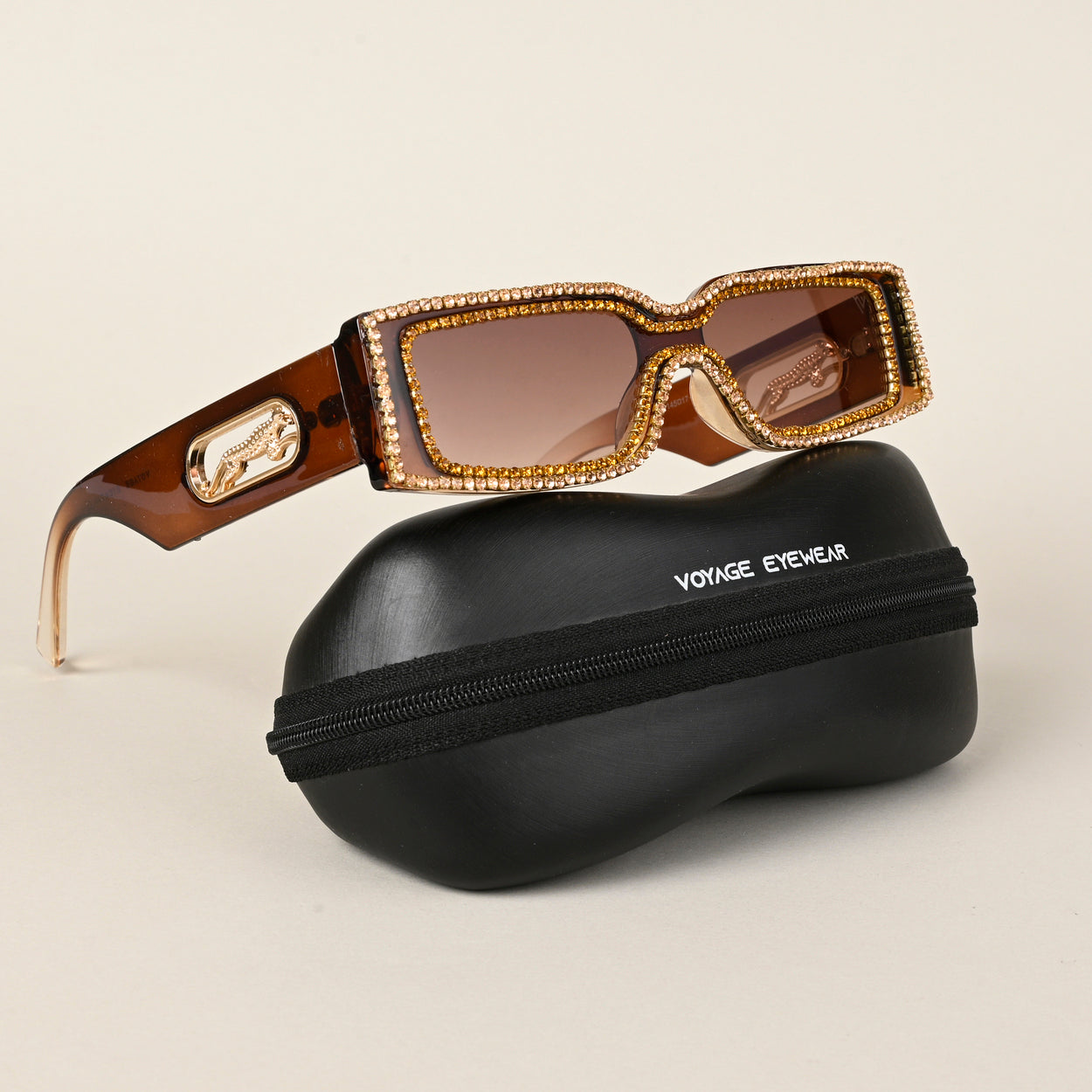 Voyage Brown Rectangle Sunglasses for Men & Women - MG4363