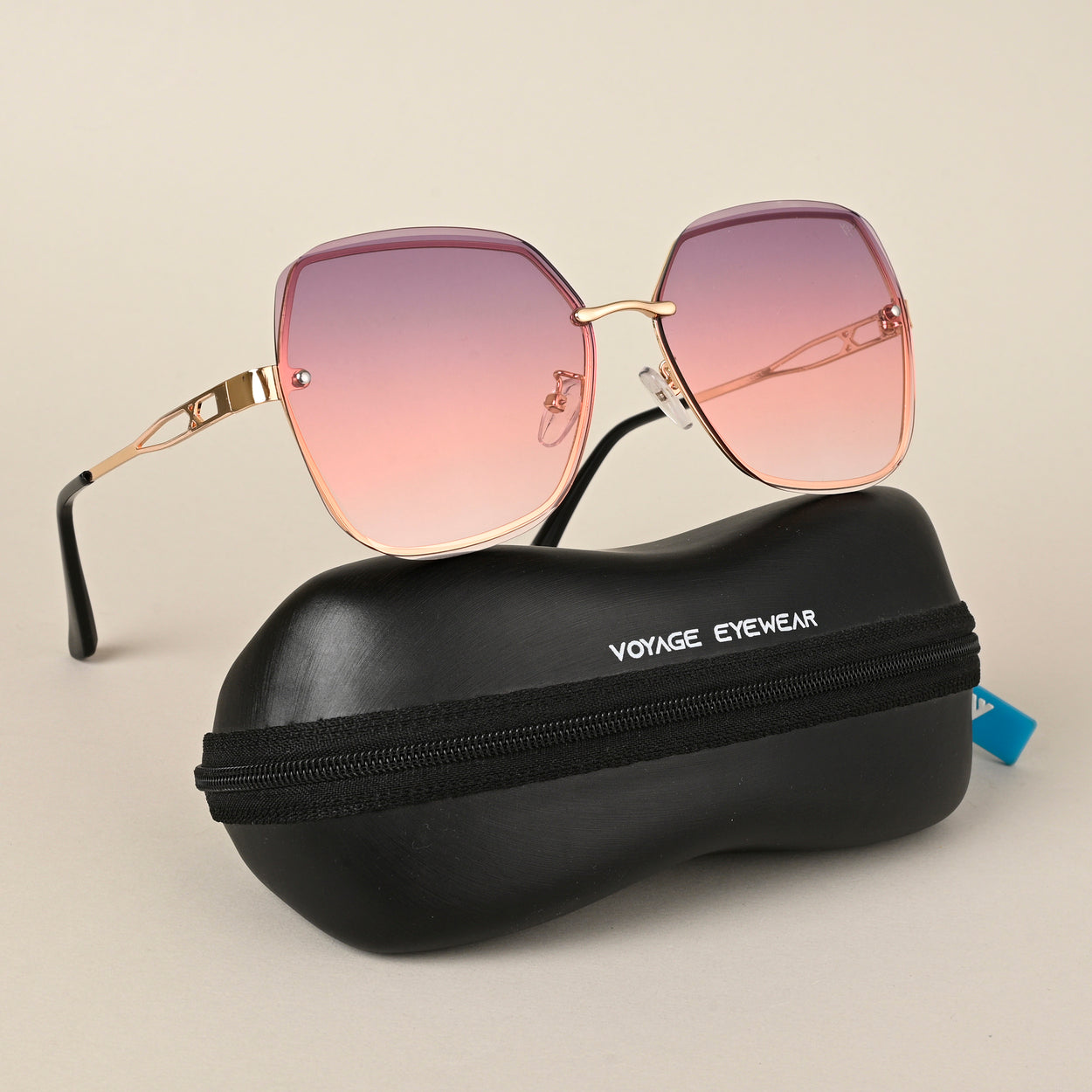 Voyage Pink & Purple Oversize Sunglasses for Women - MG4320