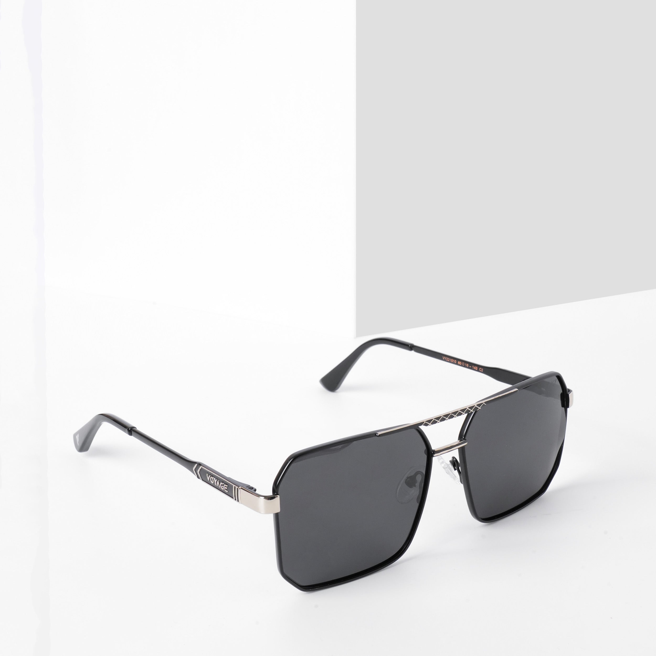 Voyage Exclusive Wayfarer Polarized Sunglasses for Men & Women (Black Lens | Black & Silver Frame - PMG5301)