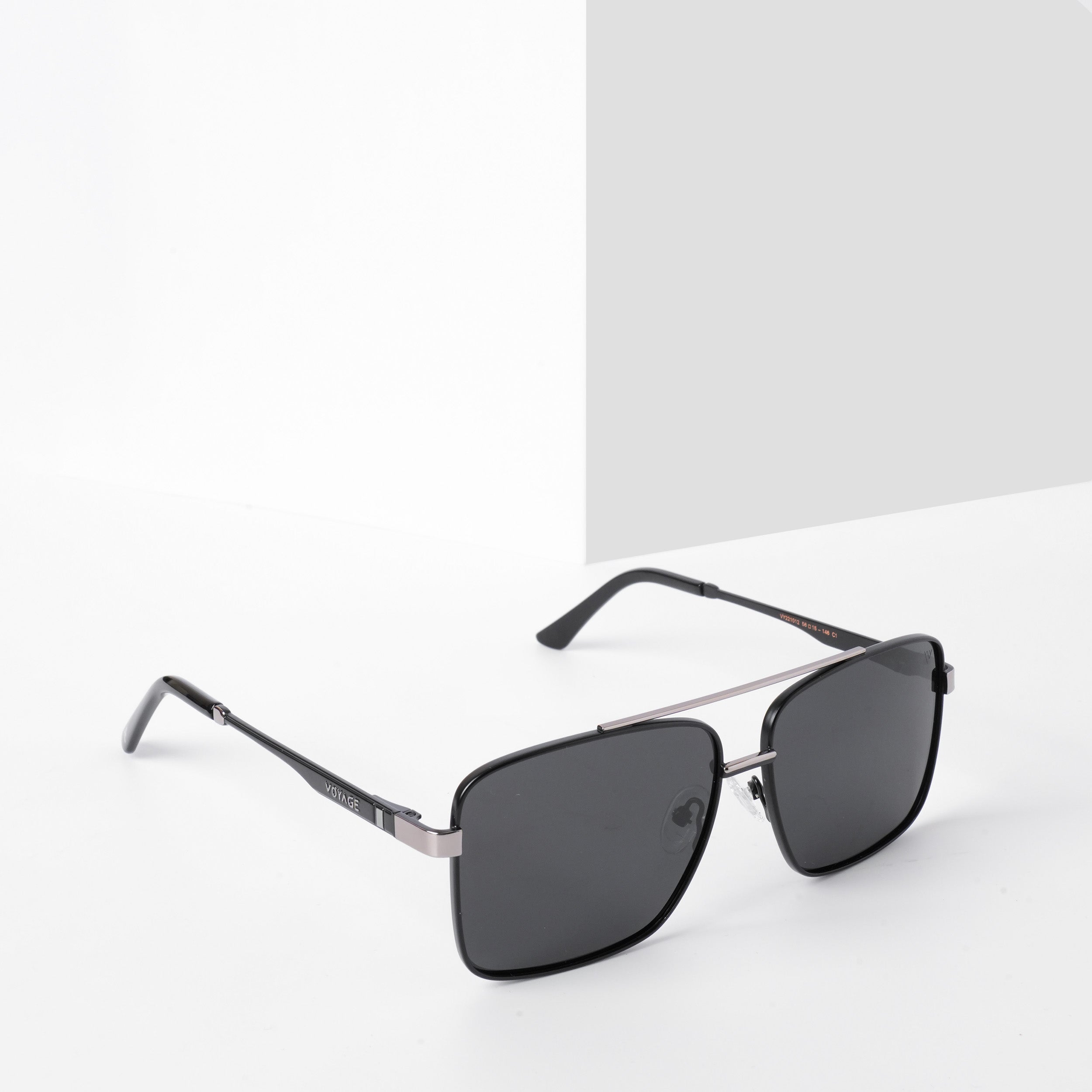 Voyage Exclusive Wayfarer Polarized Sunglasses for Men & Women (Black Lens | Black & Grey Frame - PMG5306)